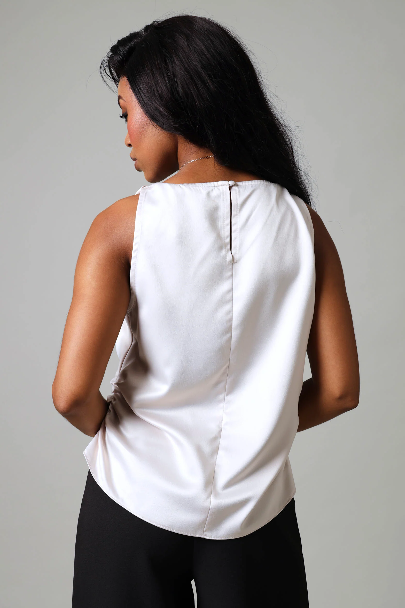 Sleeveless Cowl Neck Top - Champagne - Image 4