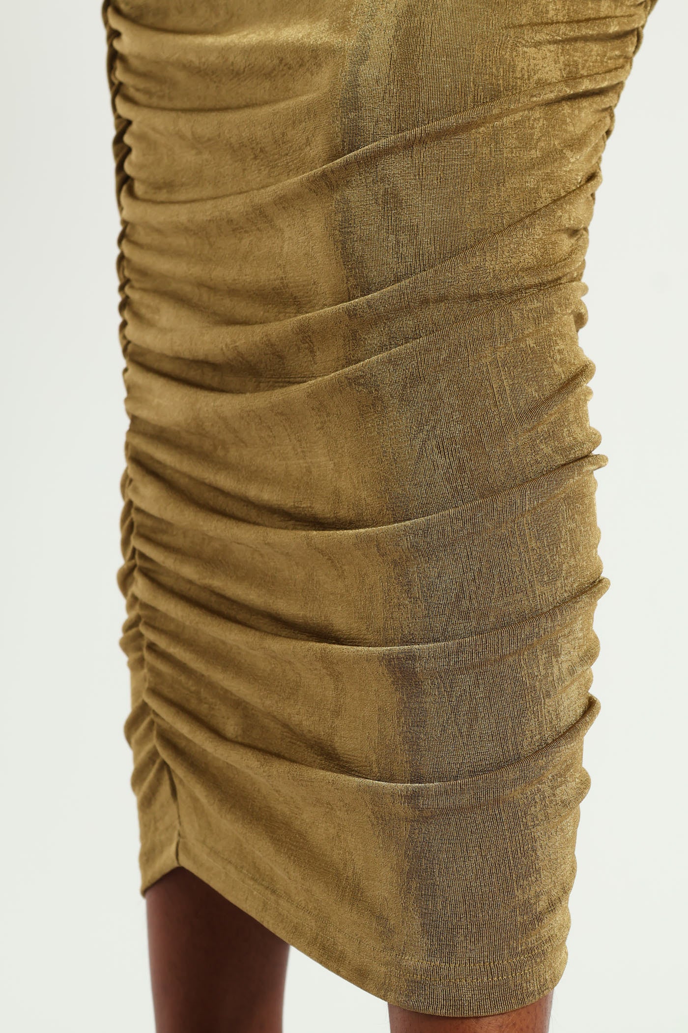 Sleeveless Cut Away Front Gauged Bodycon Dress - Olive - Image 5