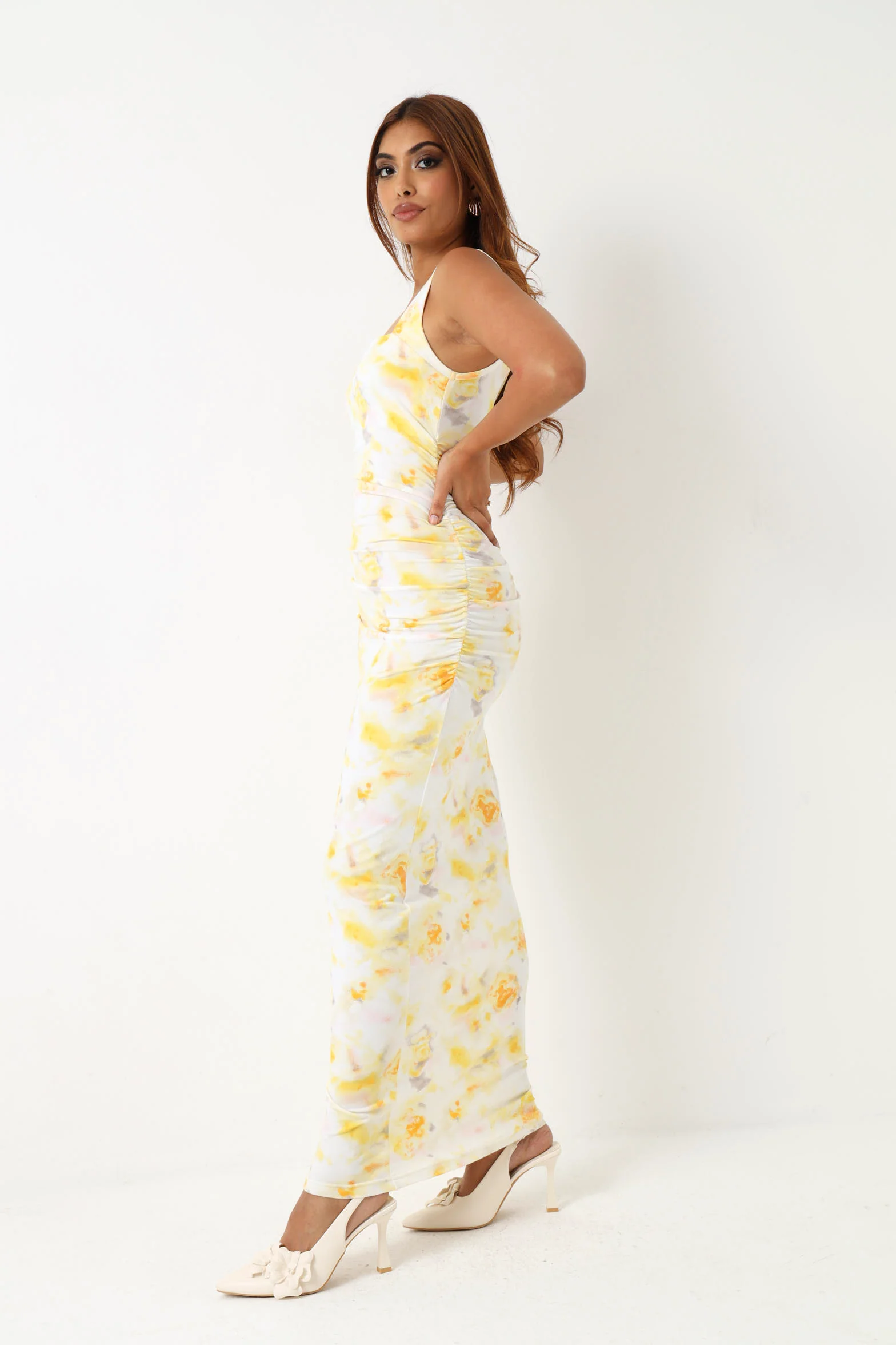 Sleeveless Floral Midi Dress - Yellow - Image 5