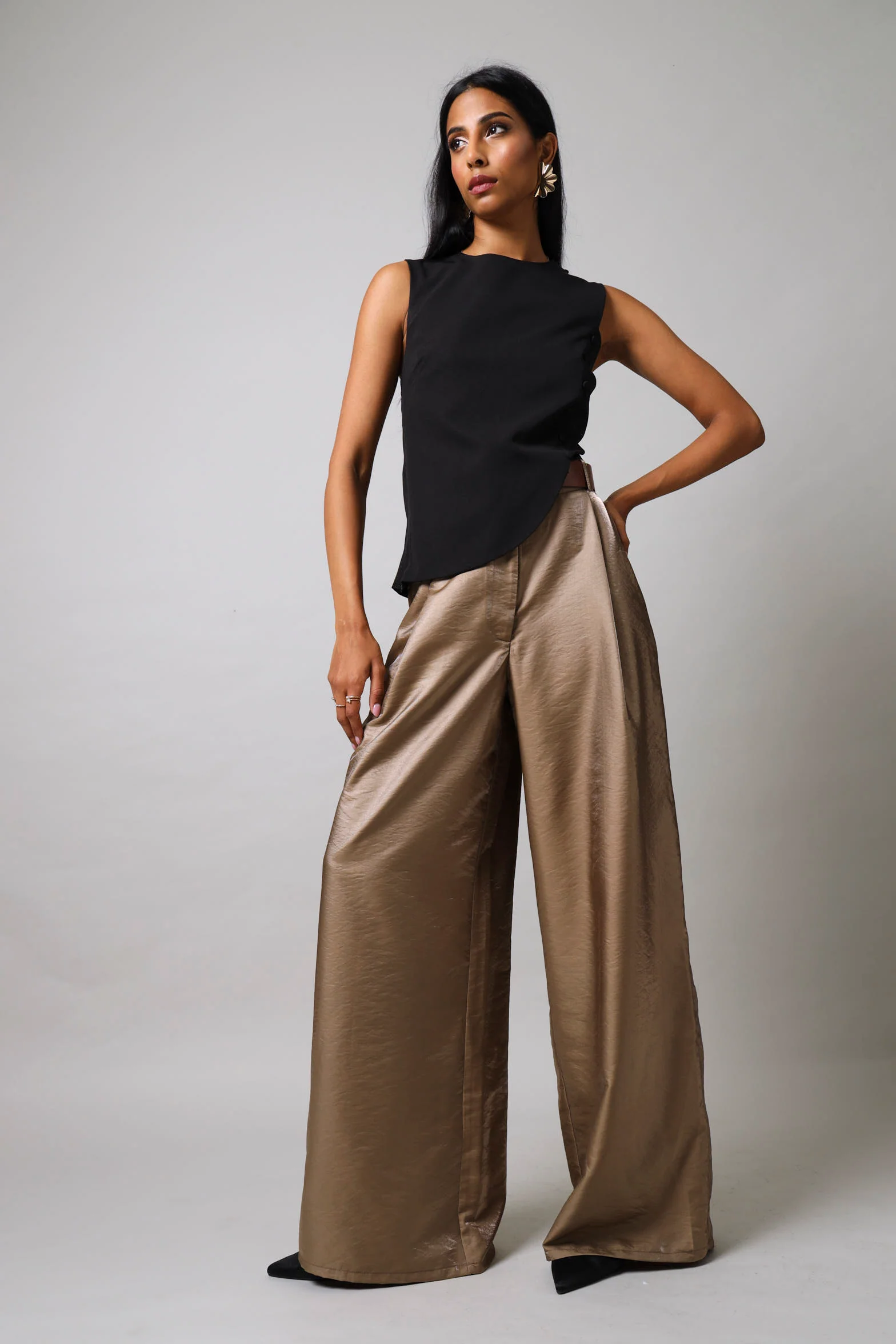 Sleeveless Formal Asymmetric Top - Black