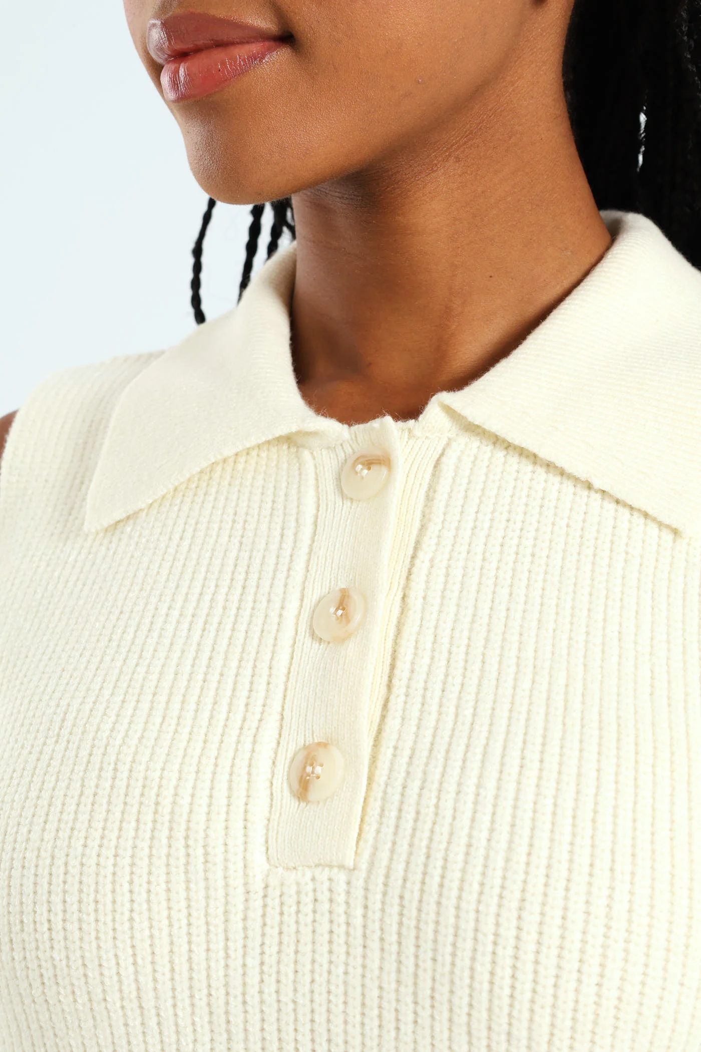 Sleeveless Knitwear Golfer - Cream - Image 3