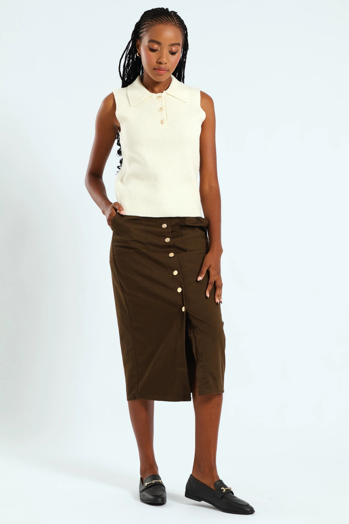 Sleeveless Knitwear Golfer - Cream - Image 4
