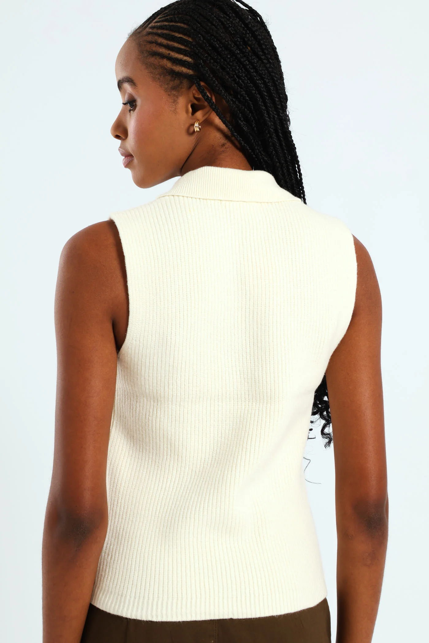 Sleeveless Knitwear Golfer - Cream - Image 5