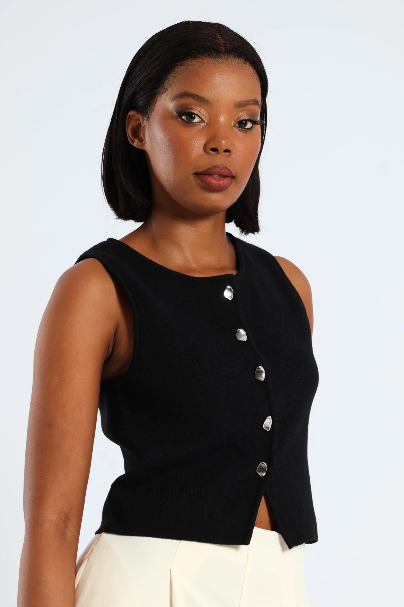 Sleeveless Knitwear Waistcoat - Black