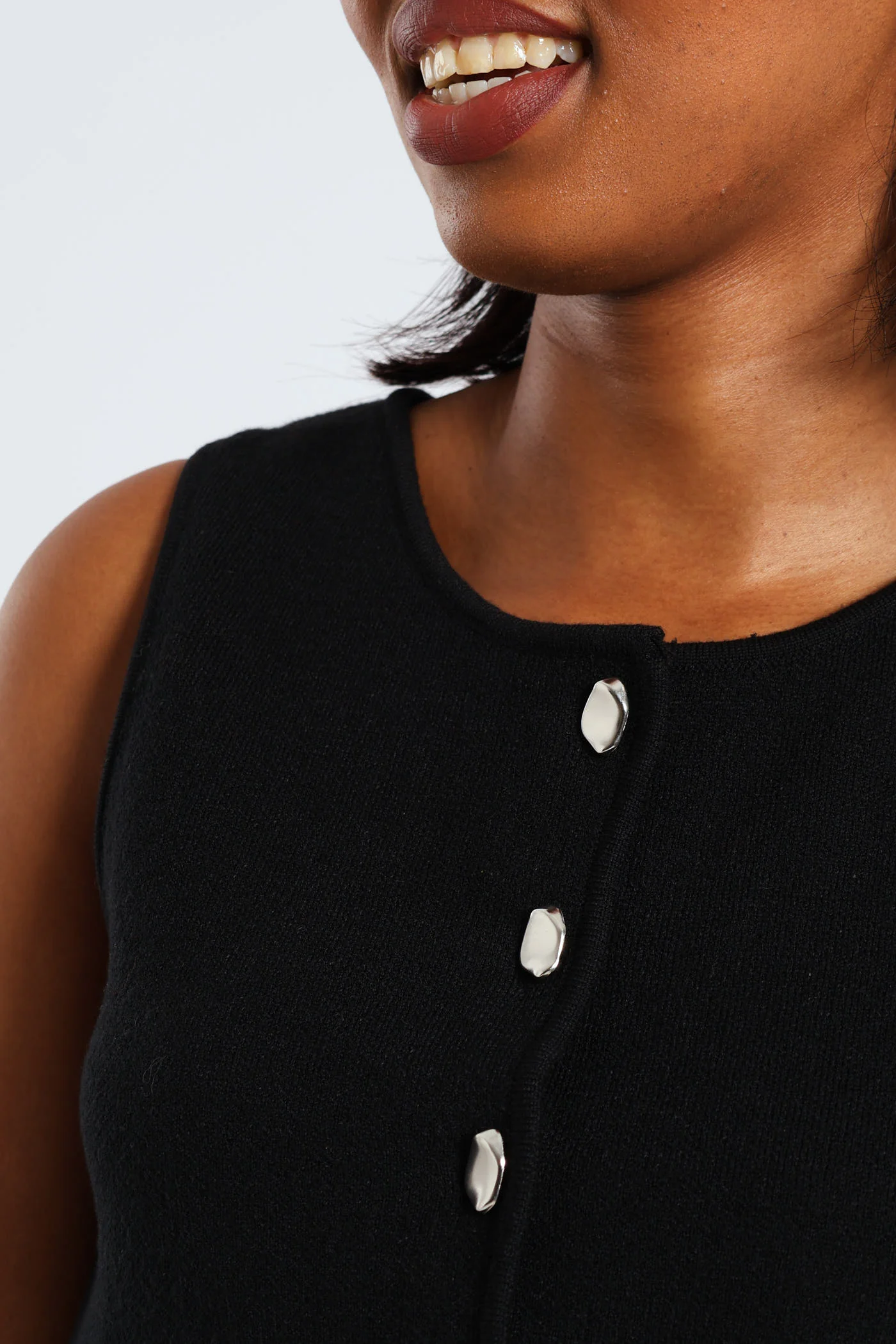 Sleeveless Knitwear Waistcoat - Black - Image 4