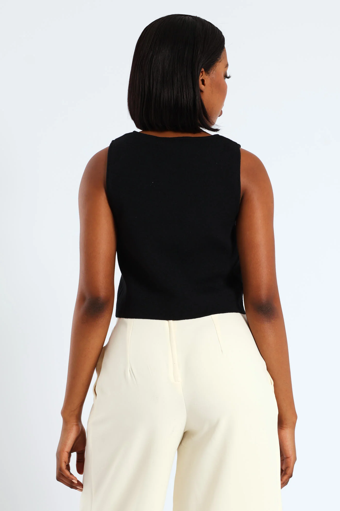 Sleeveless Knitwear Waistcoat - Black - Image 5