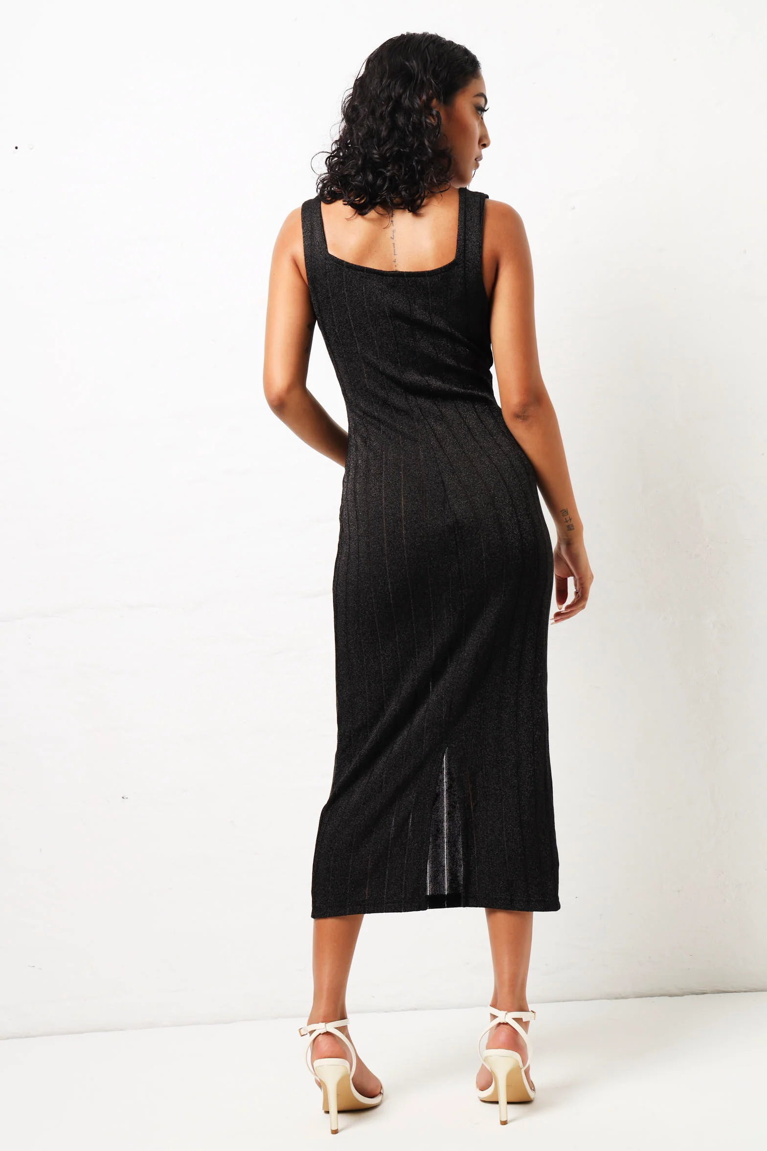 Sleeveless Metallic Knit - Black - Image 2