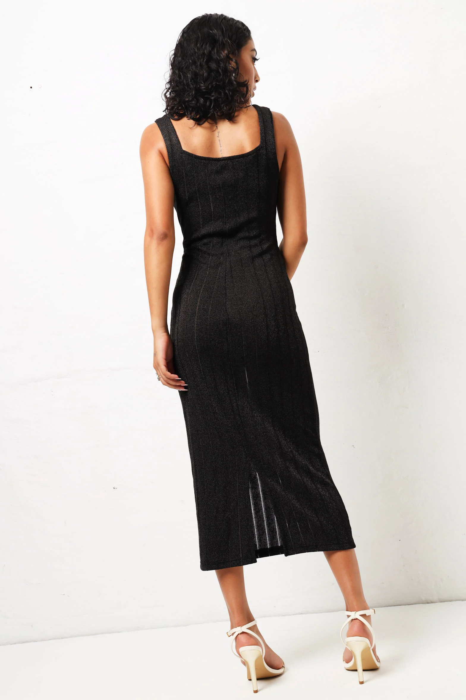 Sleeveless Metallic Knit - Black - Image 7