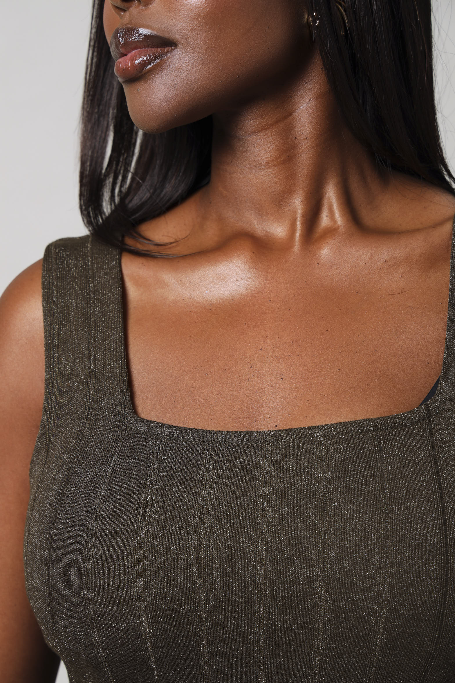 Sleeveless Metallic Knit - Olive - Image 3