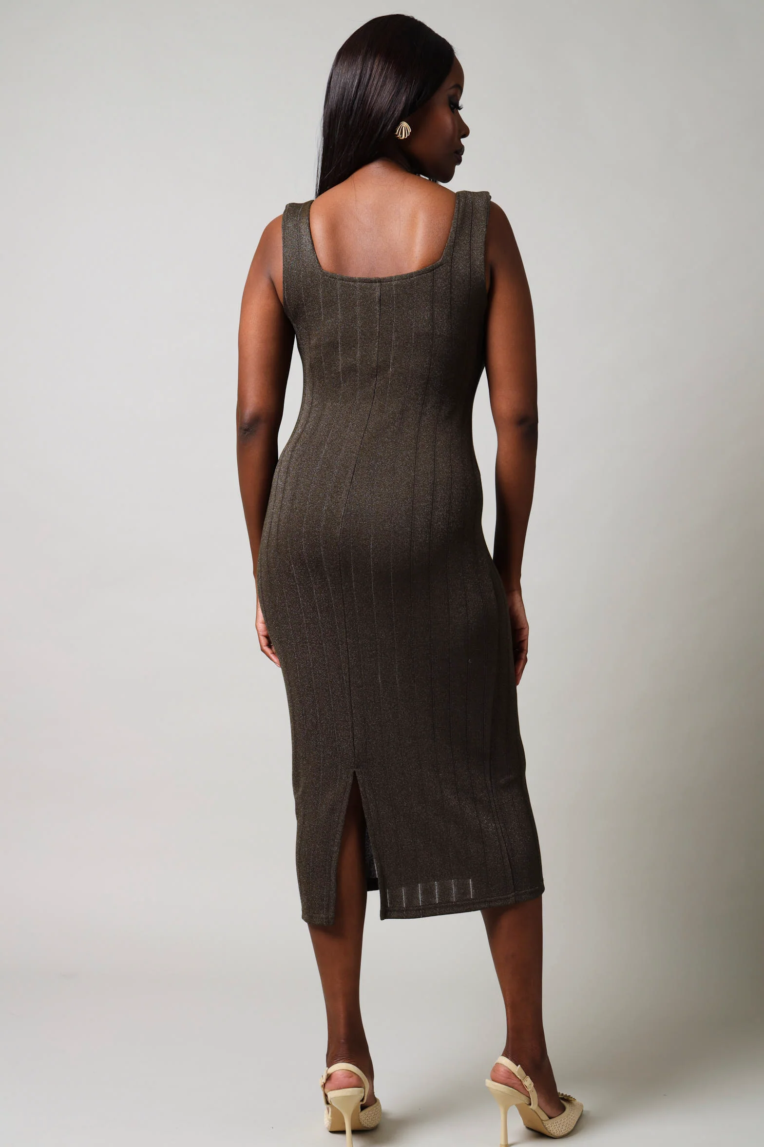 Sleeveless Metallic Knit - Olive - Image 5