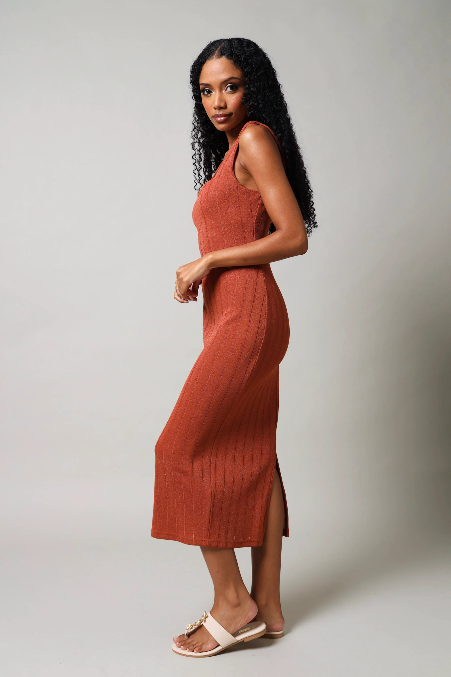 Sleeveless Metallic Knit - Rust - Image 2