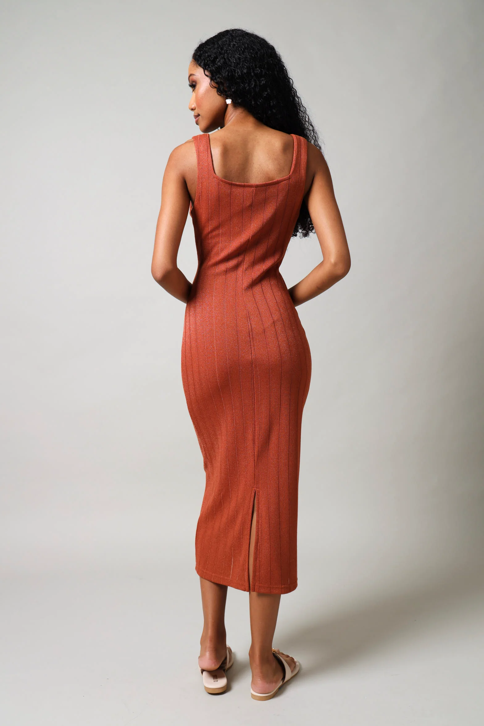 Sleeveless Metallic Knit - Rust - Image 4