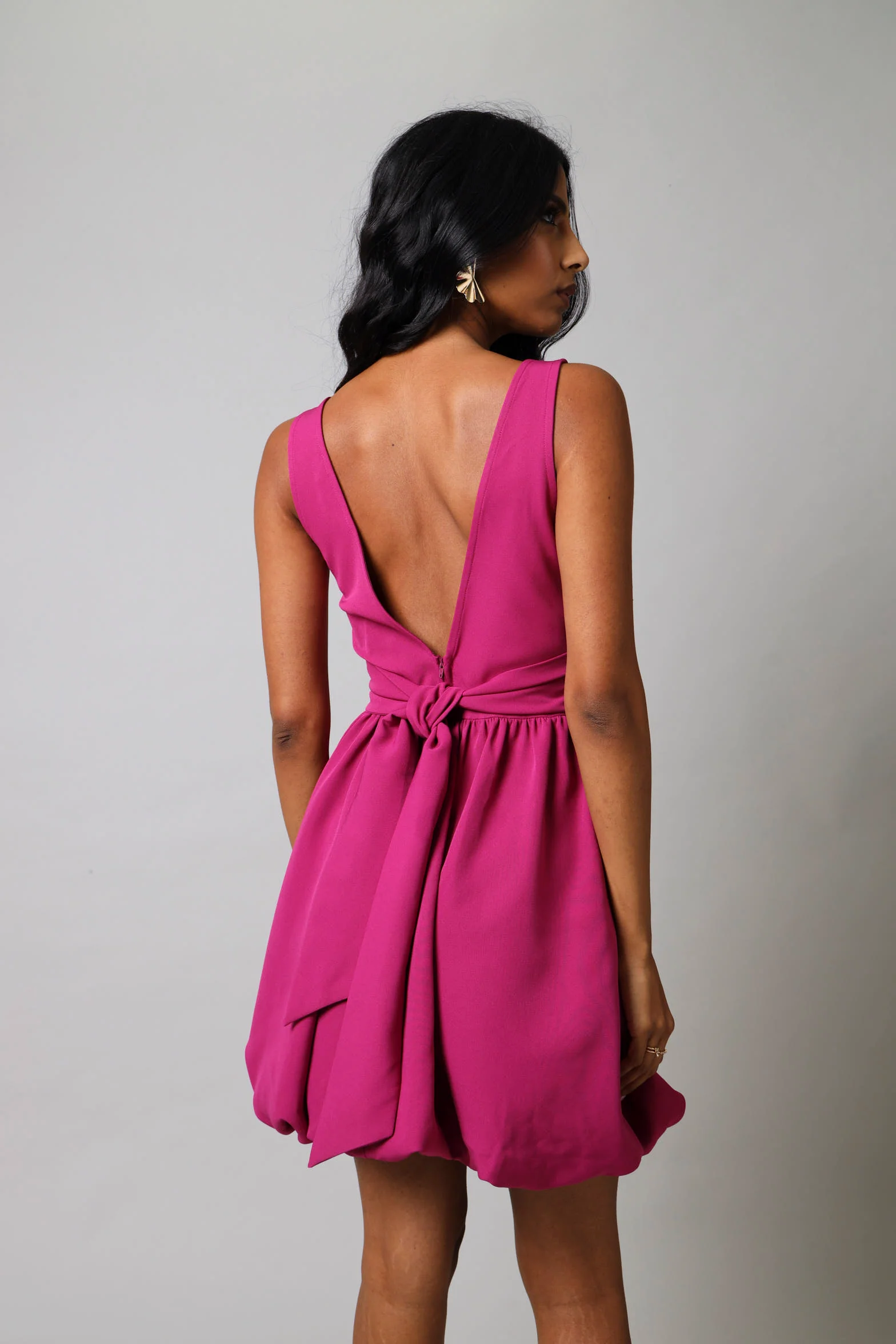 Sleeveless Mini Bubble Prom Dress - Magenta - Image 5