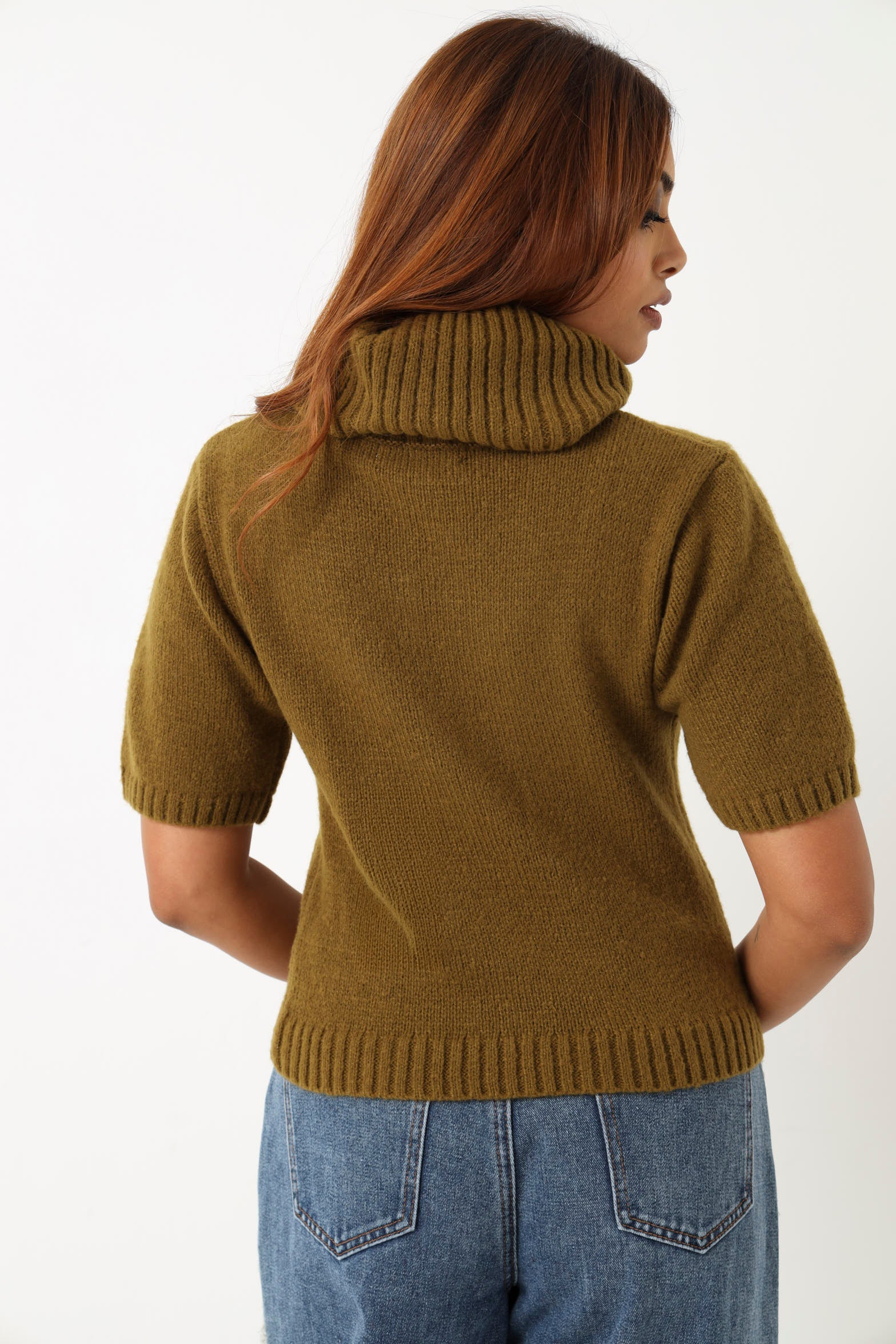 Sleeveless Polo Neck Pullover - Olive - Image 6