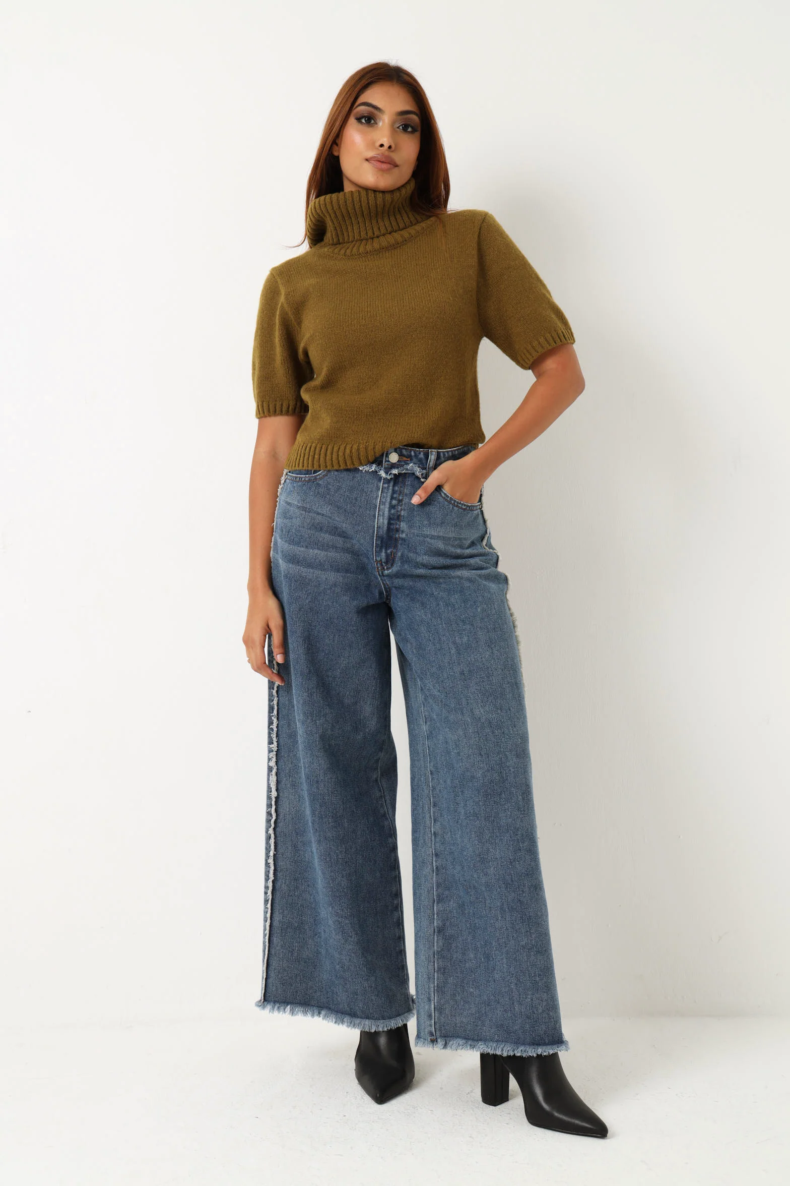 Sleeveless Polo Neck Pullover - Olive - Image 7