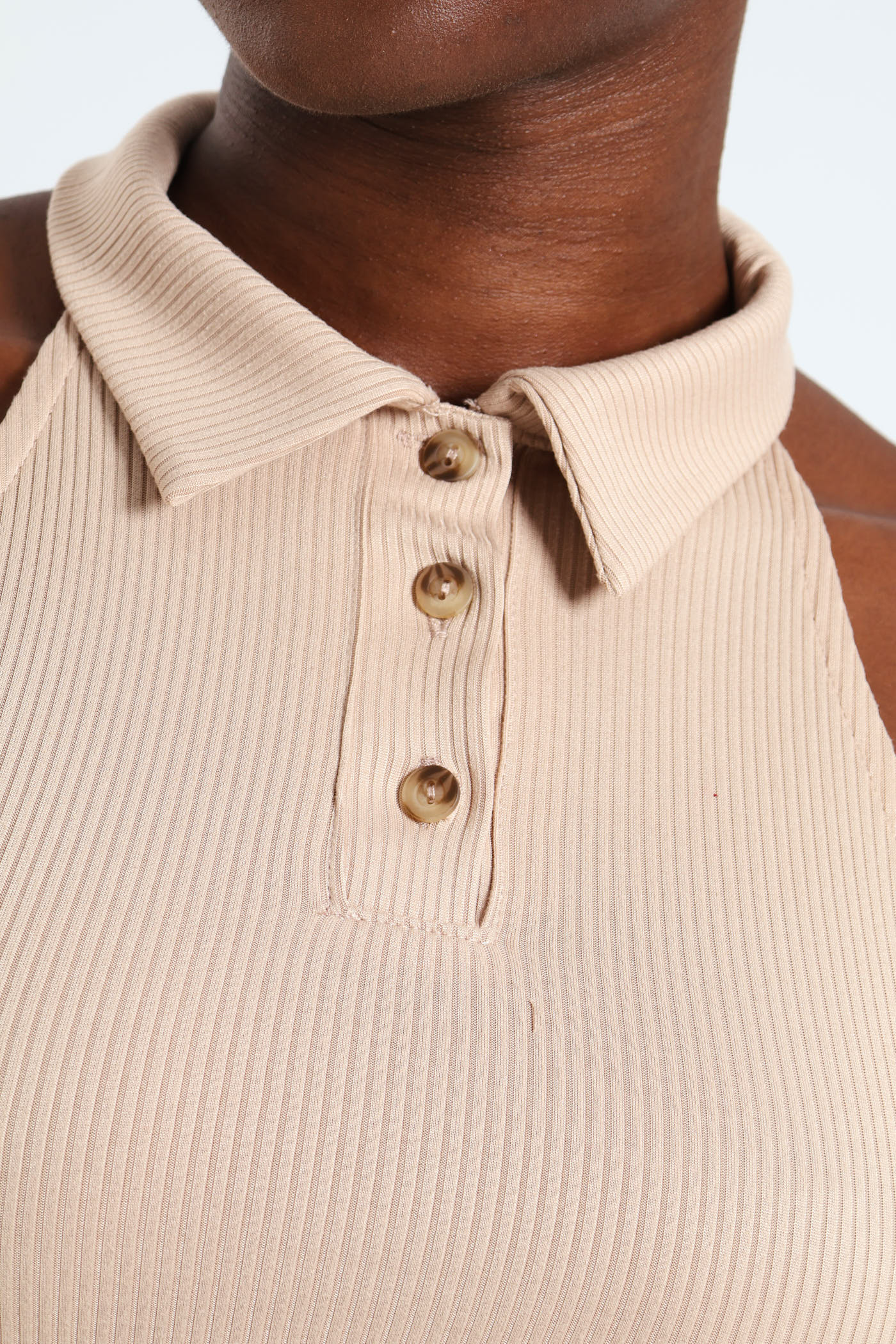 Sleeveless Ribb Golfer Tee - Stone - Image 3