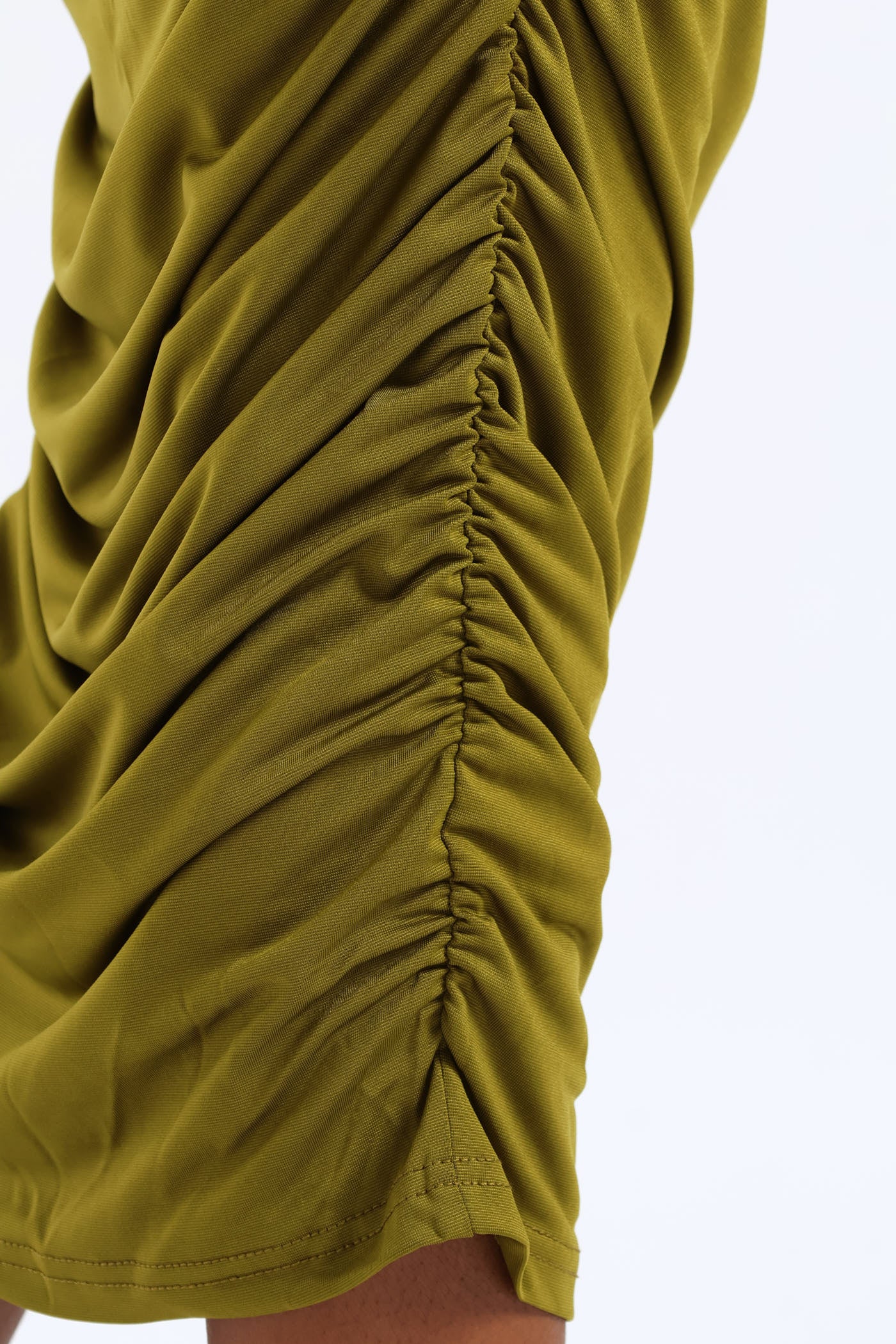 Sleeveless Ruched Slinky Dress - Green - Image 4