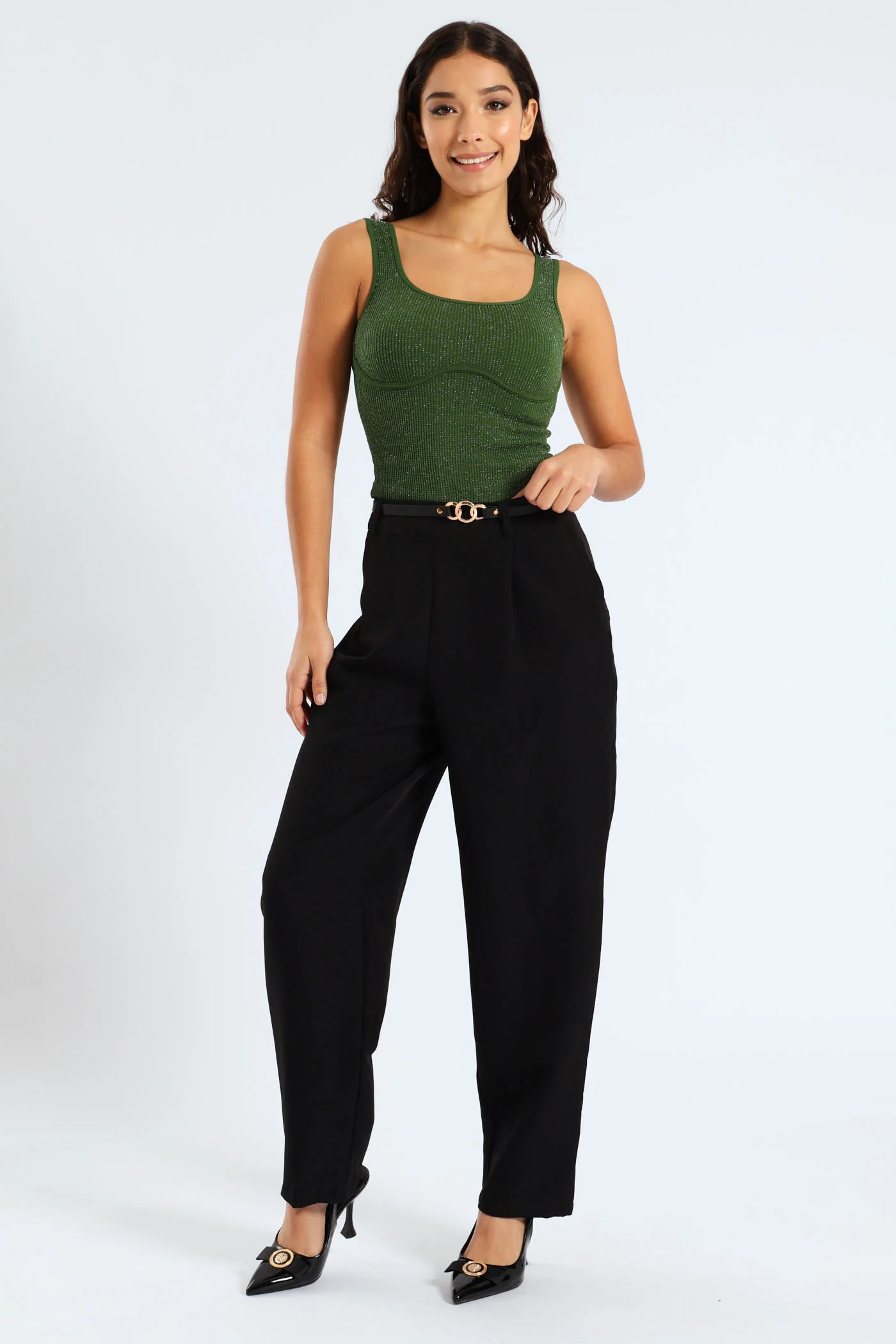 Sleeveless Seamless Top - Green - Image 2