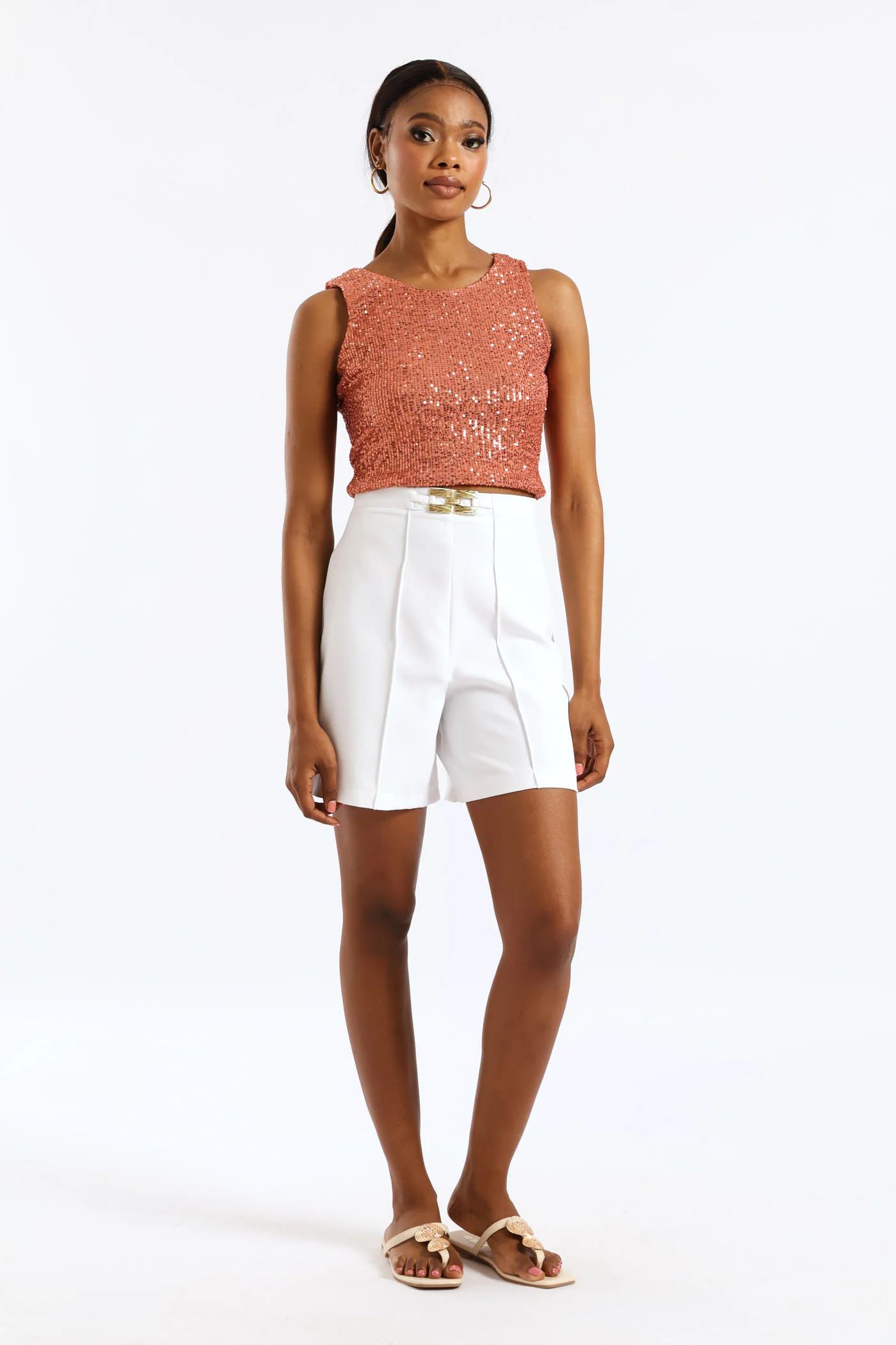 Sleeveless Sequin Top - Gold - Image 2