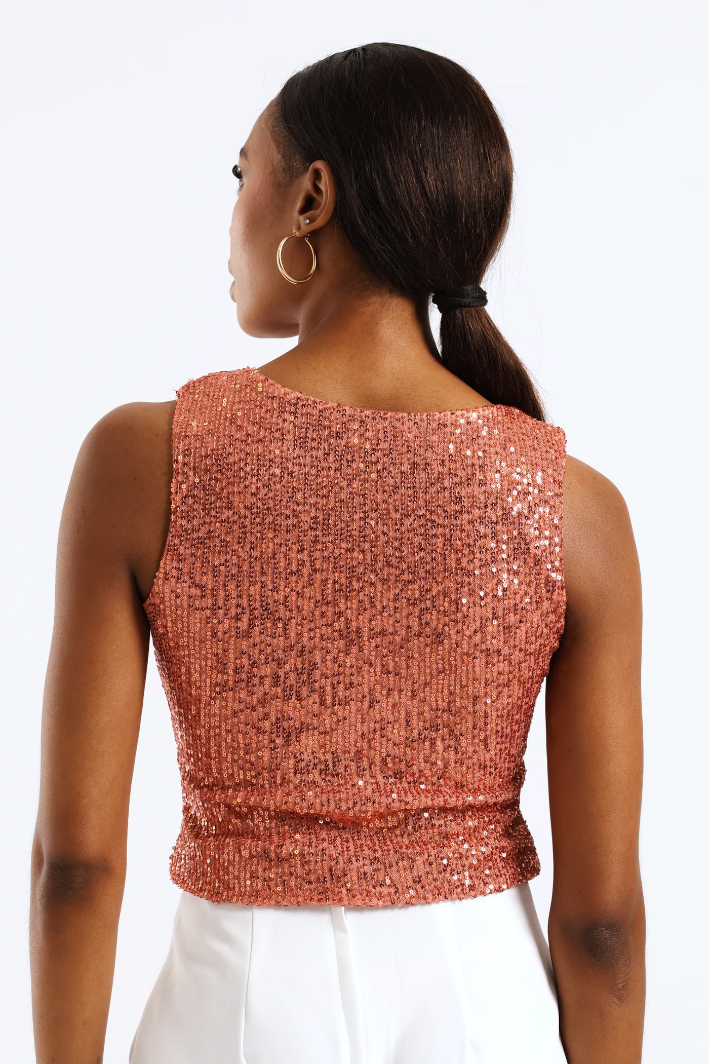 Sleeveless Sequin Top - Gold - Image 5
