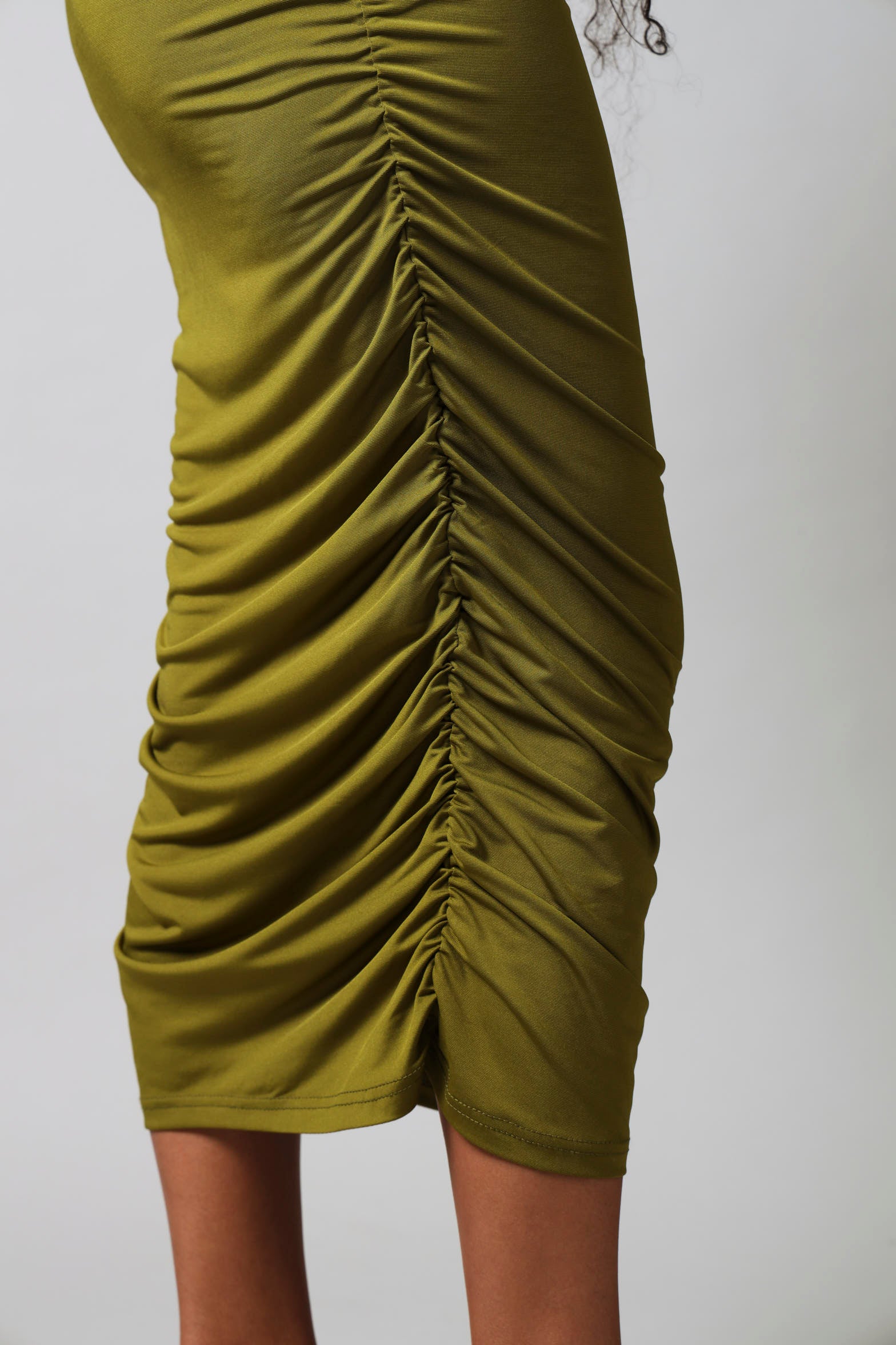 Sleeveless Slinky Dress With Trim - Green - Image 3