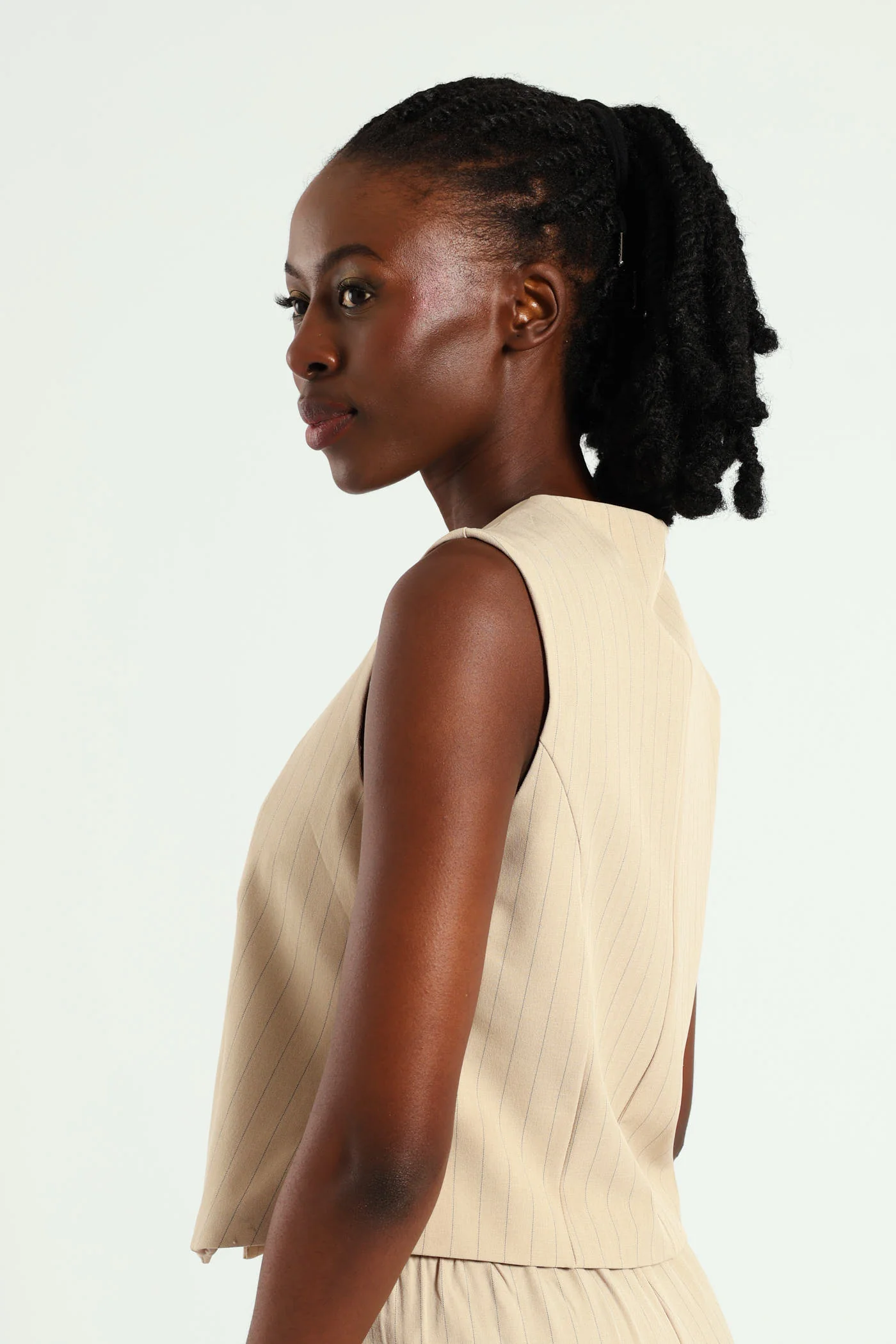 Sleeveless Waistcoat - Beige/Black - Image 3