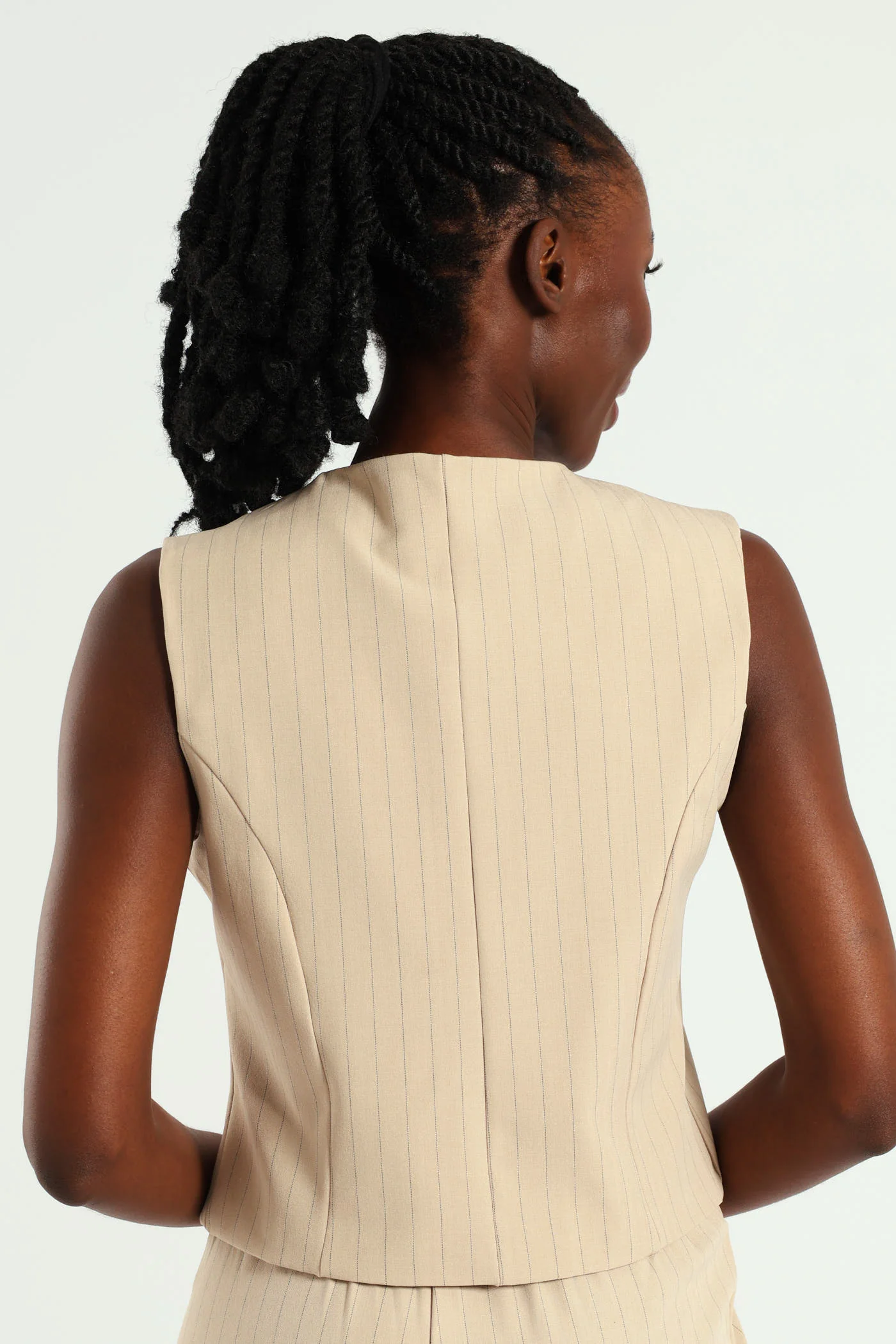 Sleeveless Waistcoat - Beige/Black - Image 5