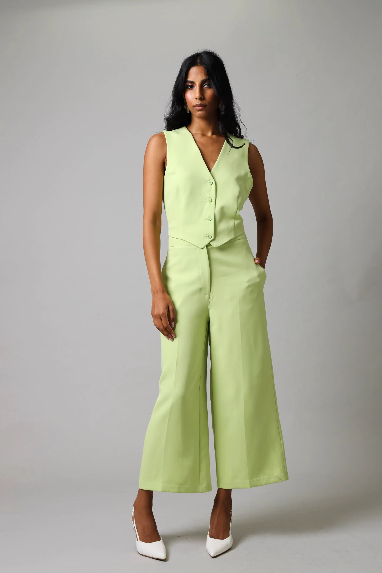 Sleeveless Waistcoat - Lime - Image 2
