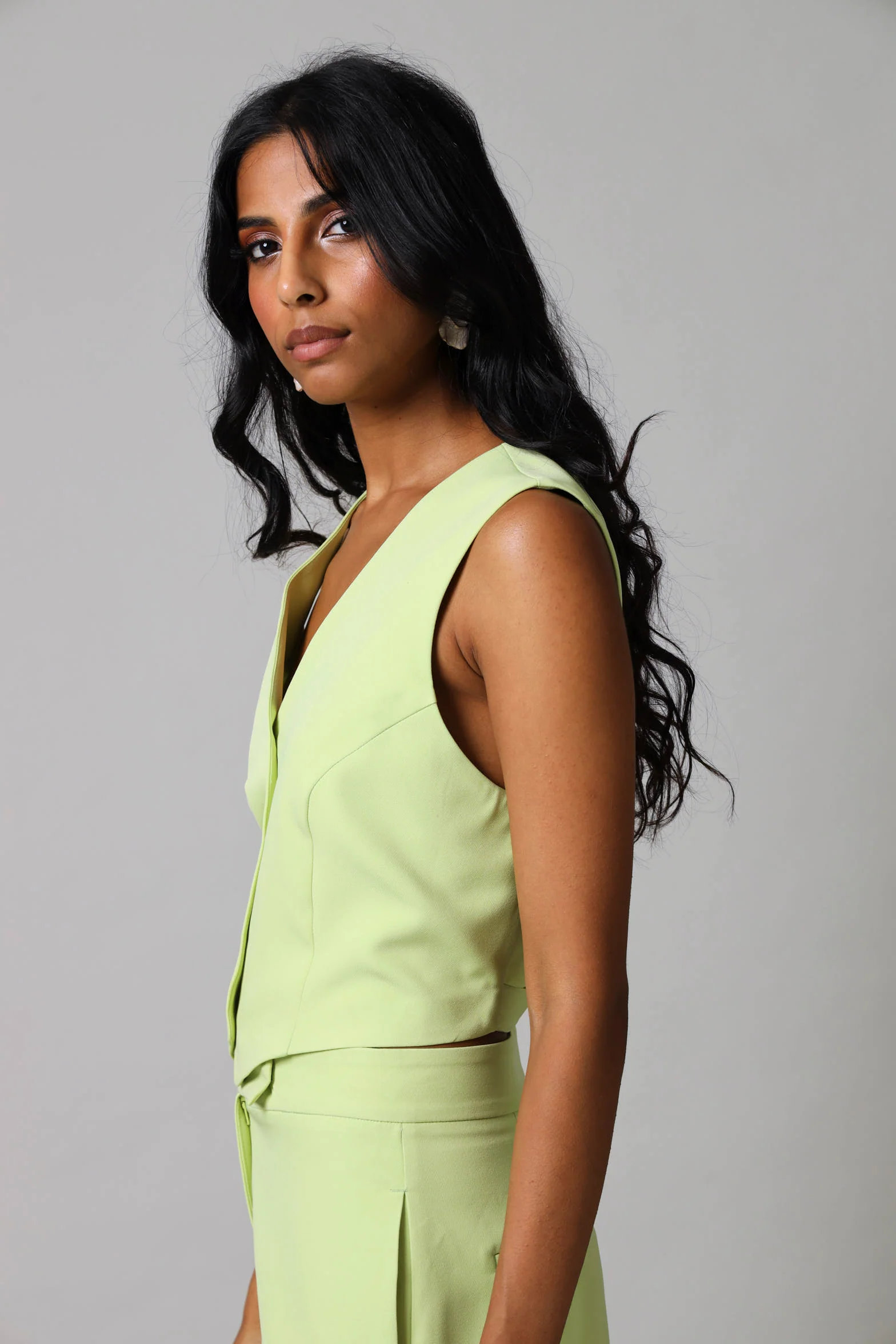 Sleeveless Waistcoat - Lime - Image 3