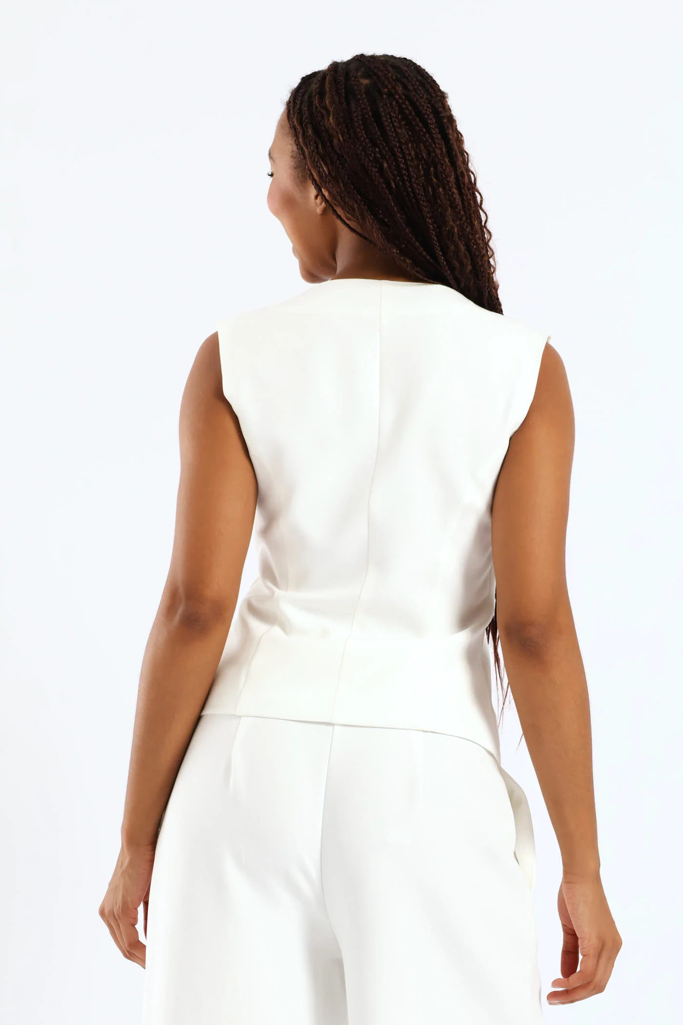 Sleeveless Waistcoat - White - Image 2