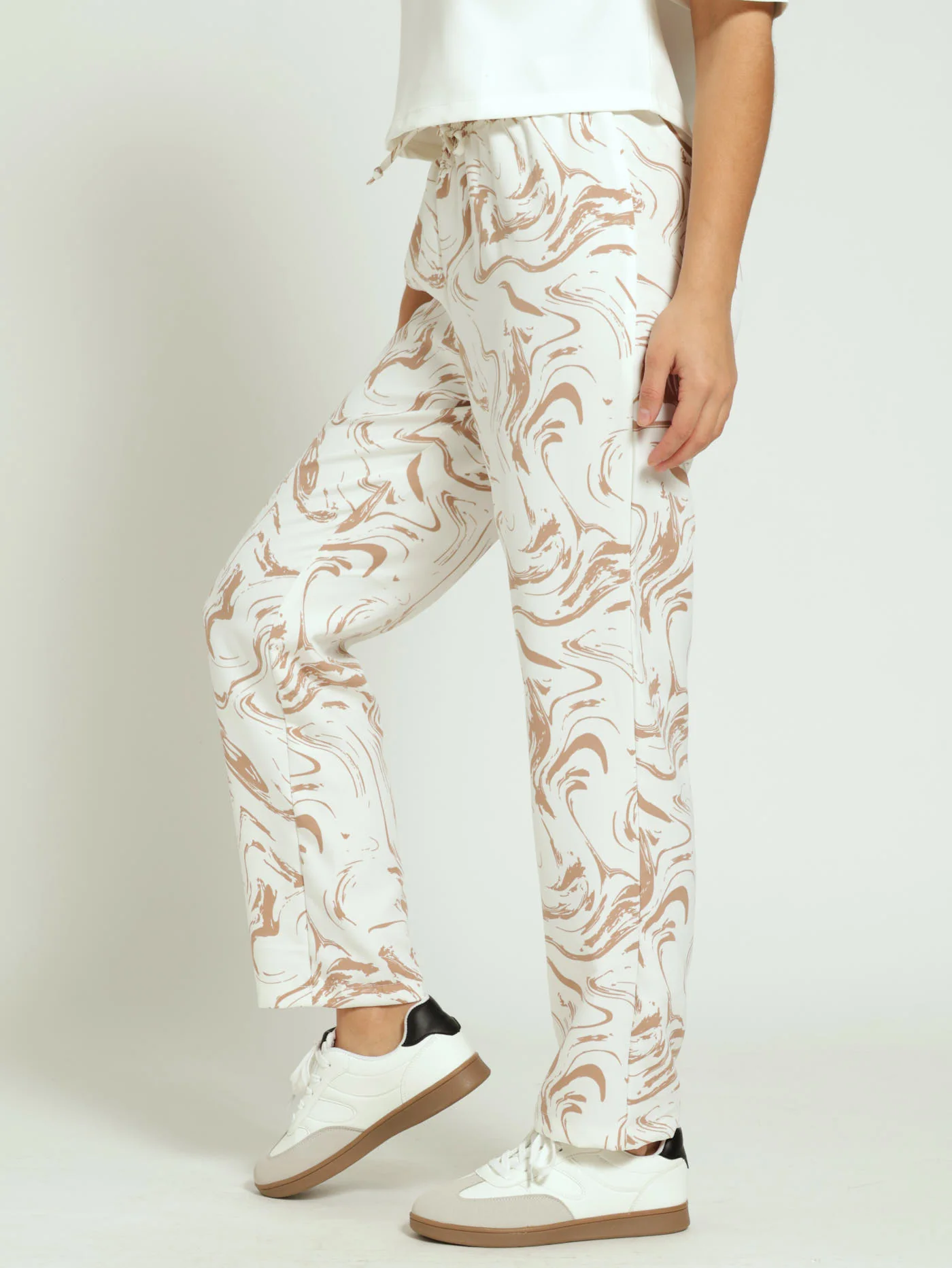Slim Leg Printed Barbi Pants - Caramel - Image 3