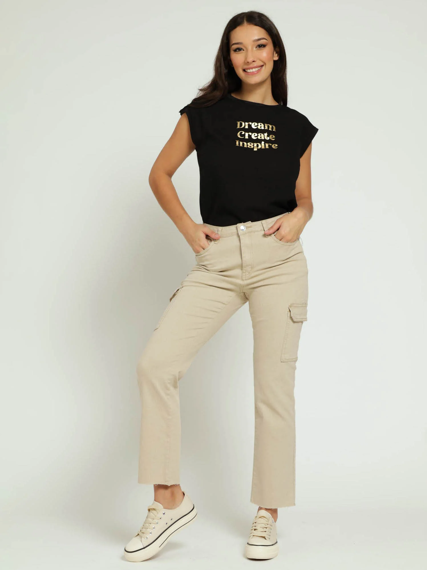 Slimleg Stretch Twill Cargo Ankle Jean - Stone - Image 2