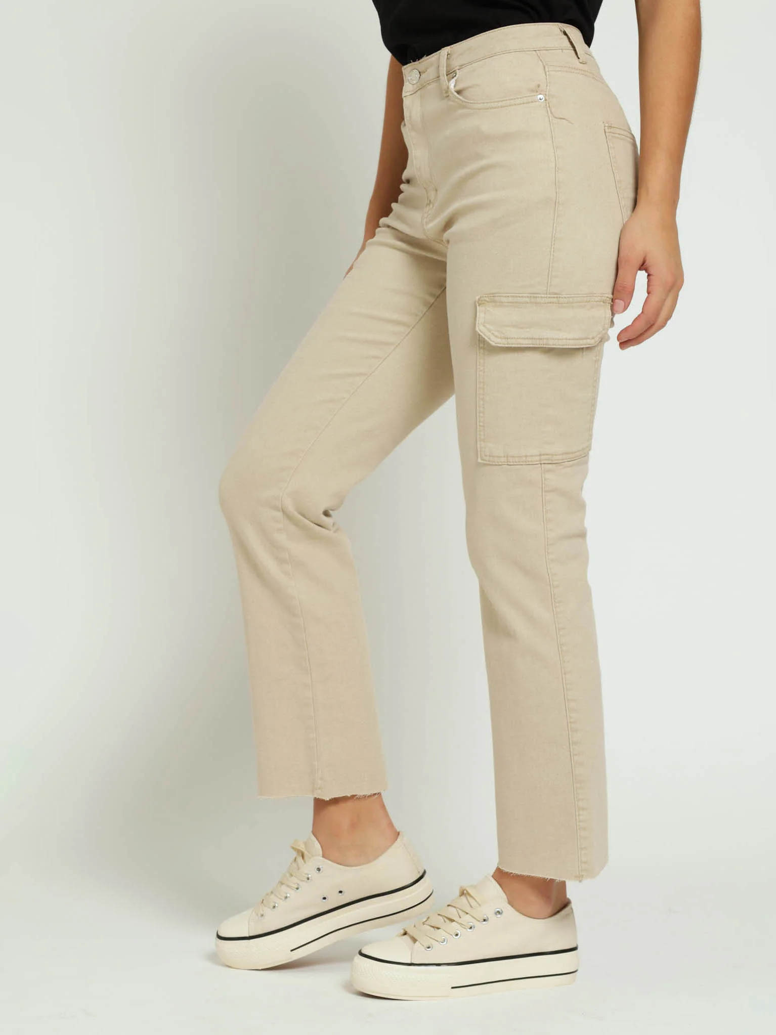 Slimleg Stretch Twill Cargo Ankle Jean - Stone - Image 3