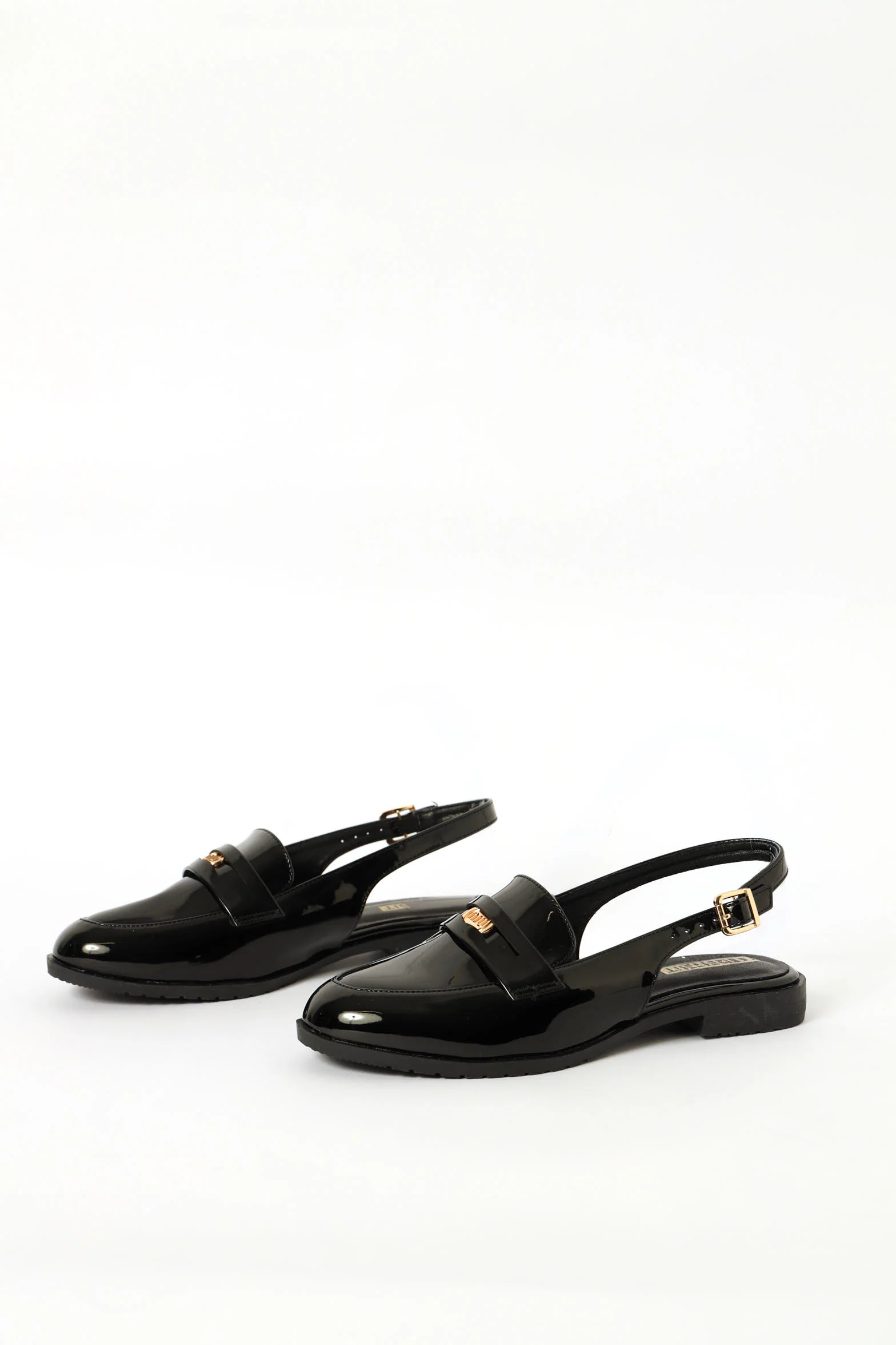Slingback Coin Trim Loafer - Black