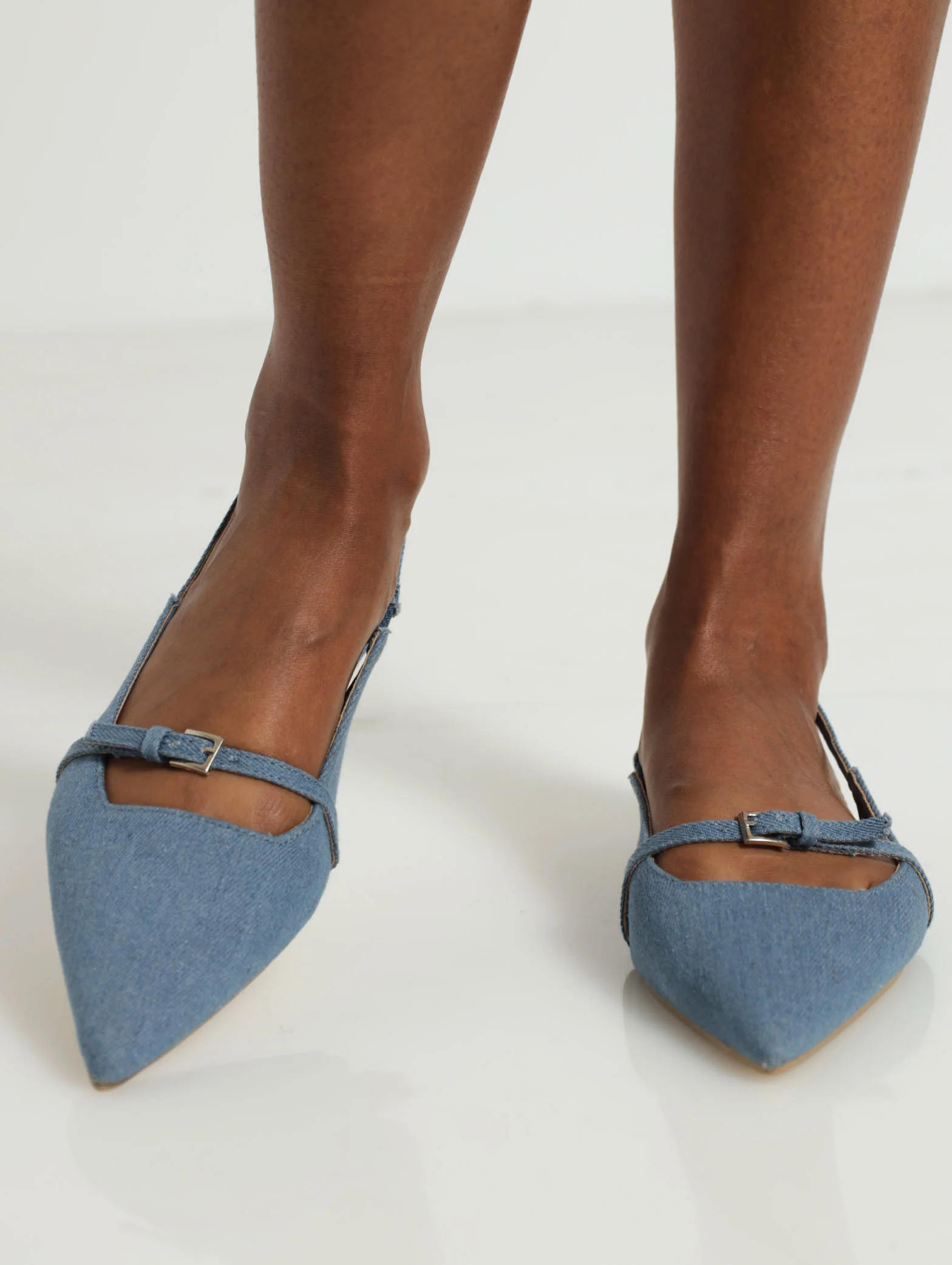 Slingback Pointy Pump With Buckle Strip Detail