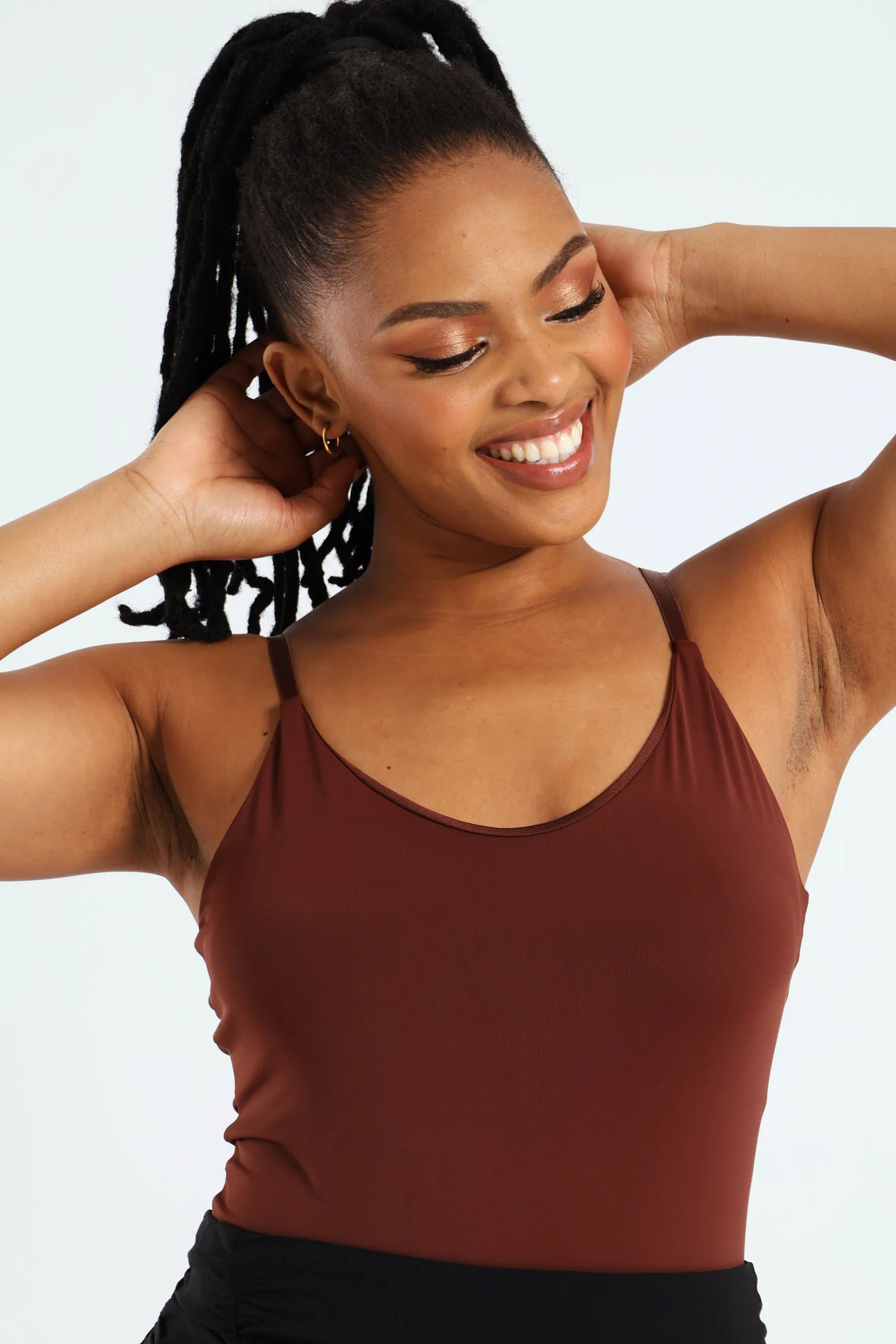 Slinky Bodysuit Top - Brown