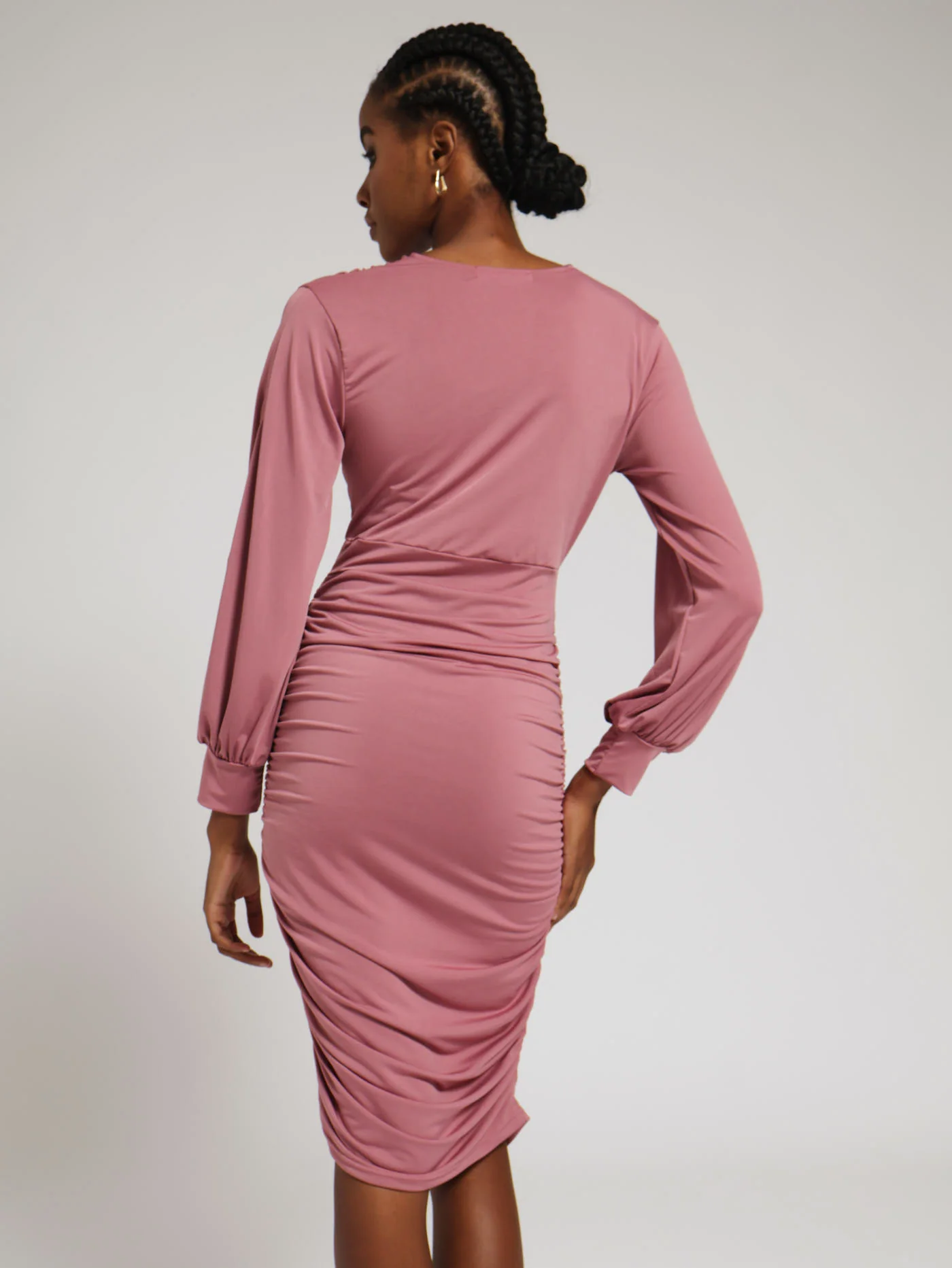 Slinky Cross Front Dress - Pink - Image 3