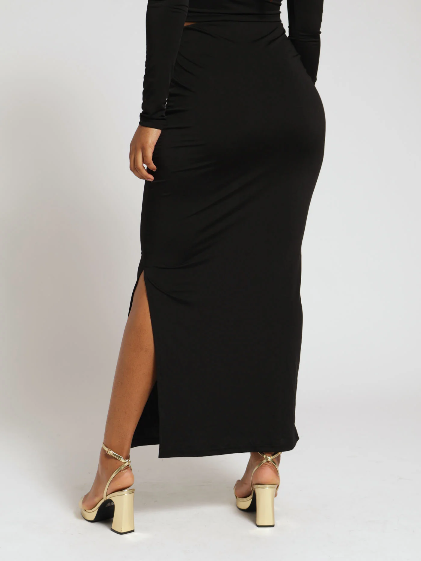 Slinky Maxi Skirt - Black - Image 3