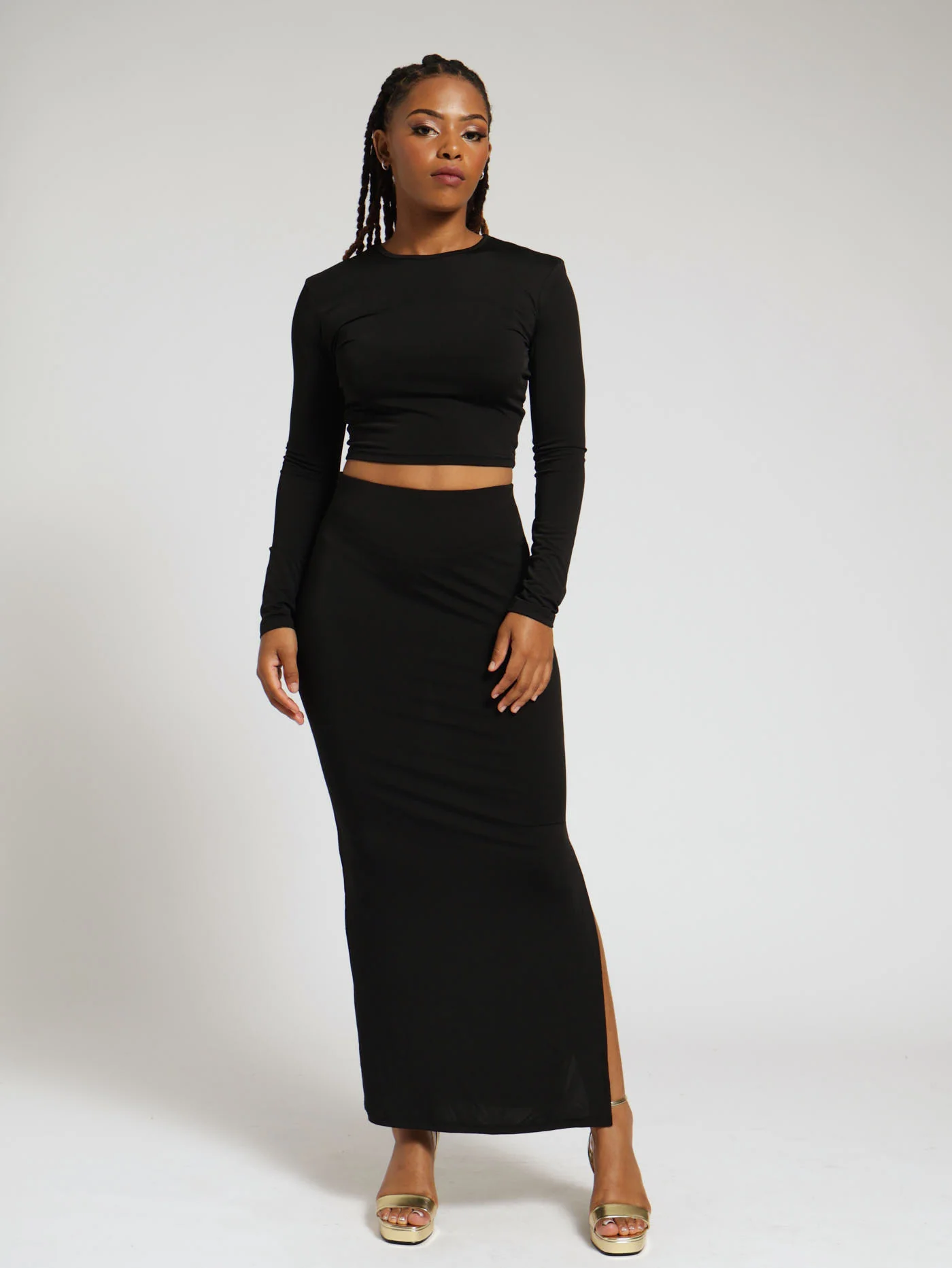 Slinky Maxi Skirt - Black - Image 4