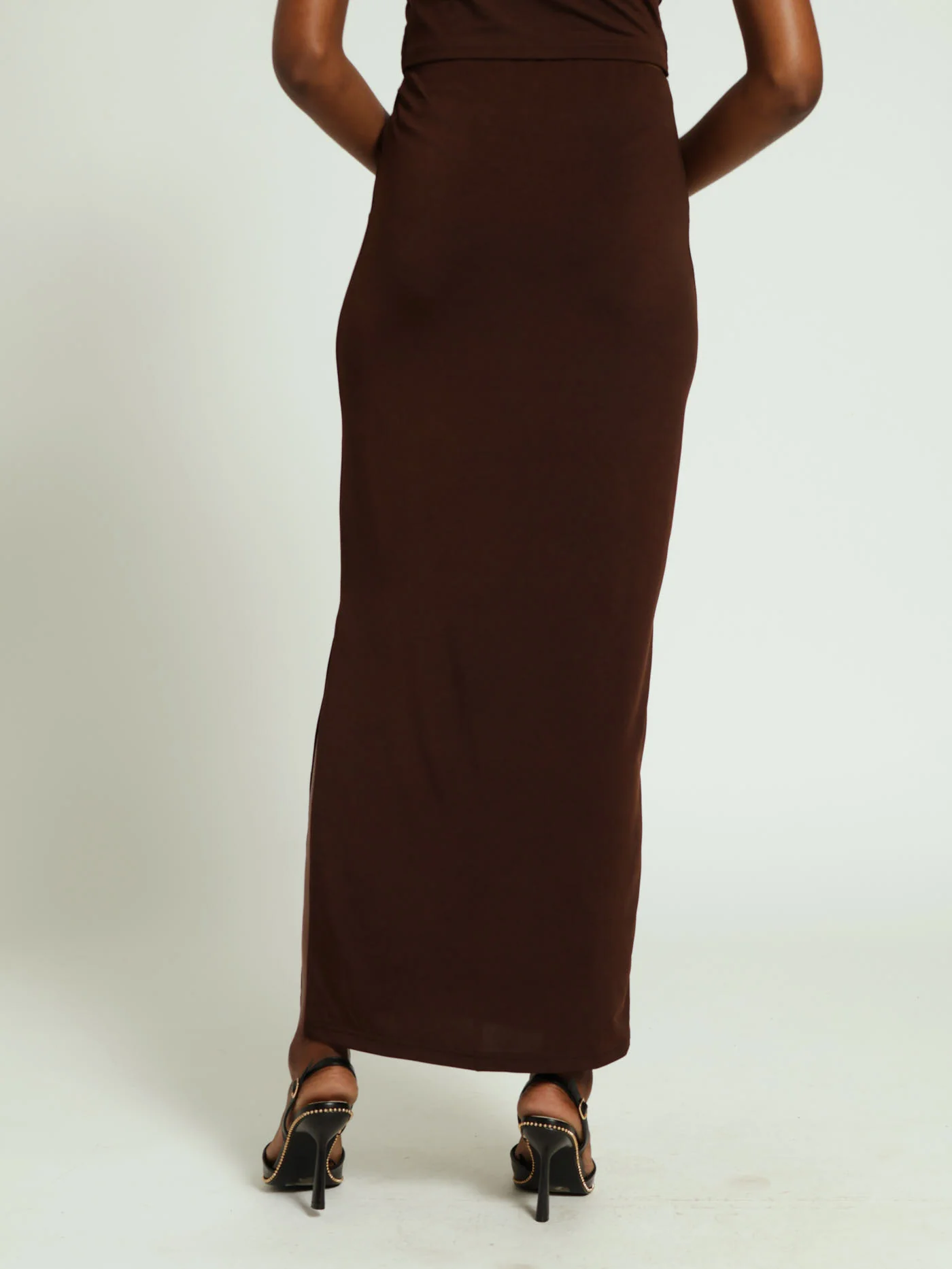 Slinky Maxi Skirt - Brown - Image 3