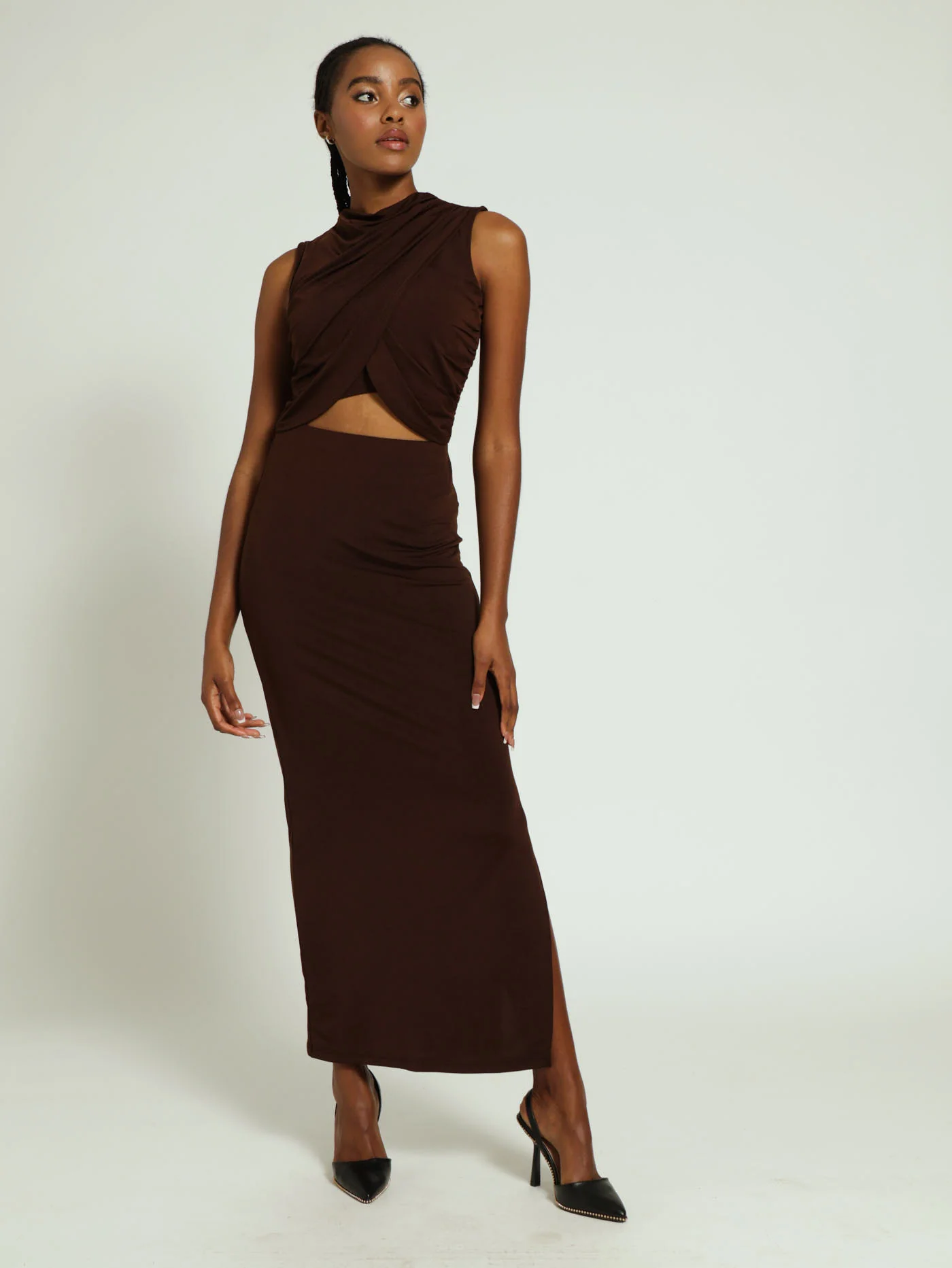 Slinky Maxi Skirt - Brown - Image 4