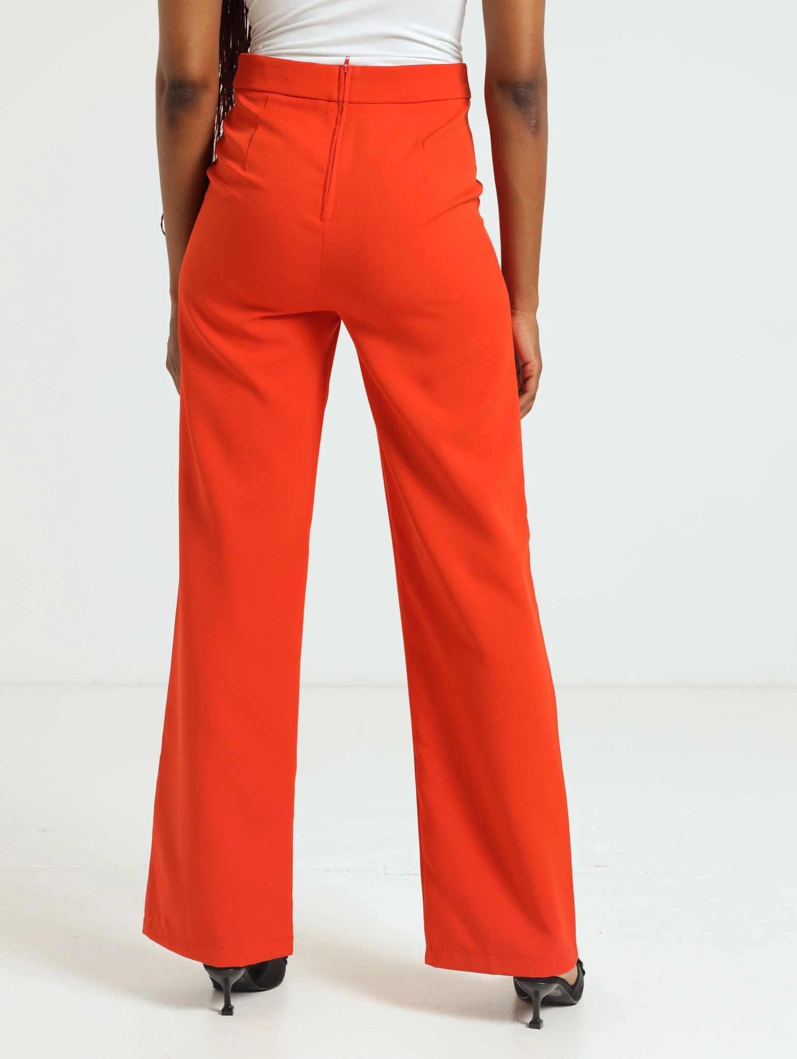 Fit and Flare Pleat Detail Pants - Orange - Image 3