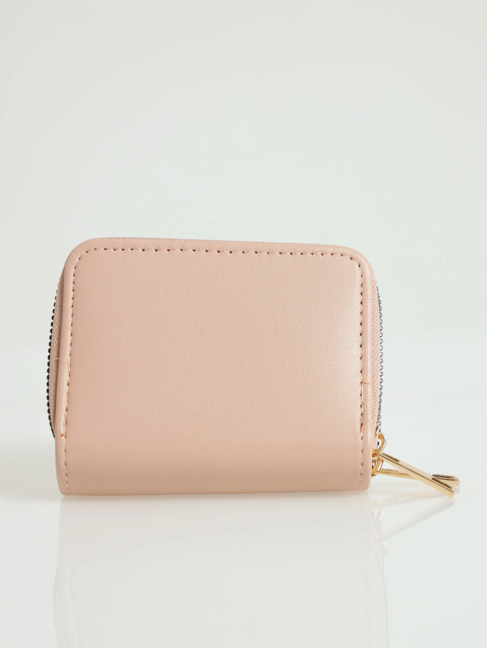 Slogan Double Zip Purse - Nude - Image 3