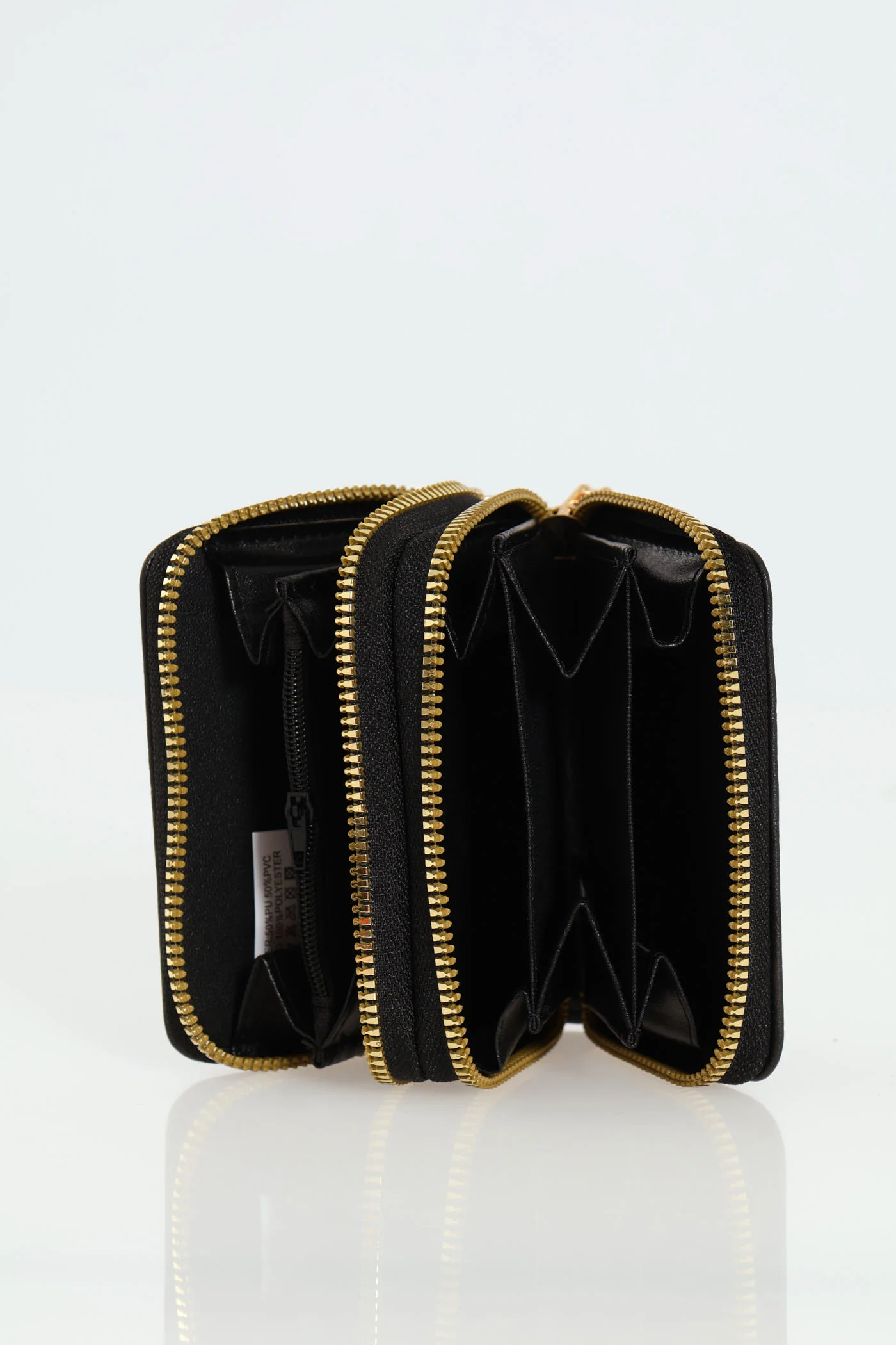 Slogan Double Zip Wallet - Black - Image 2