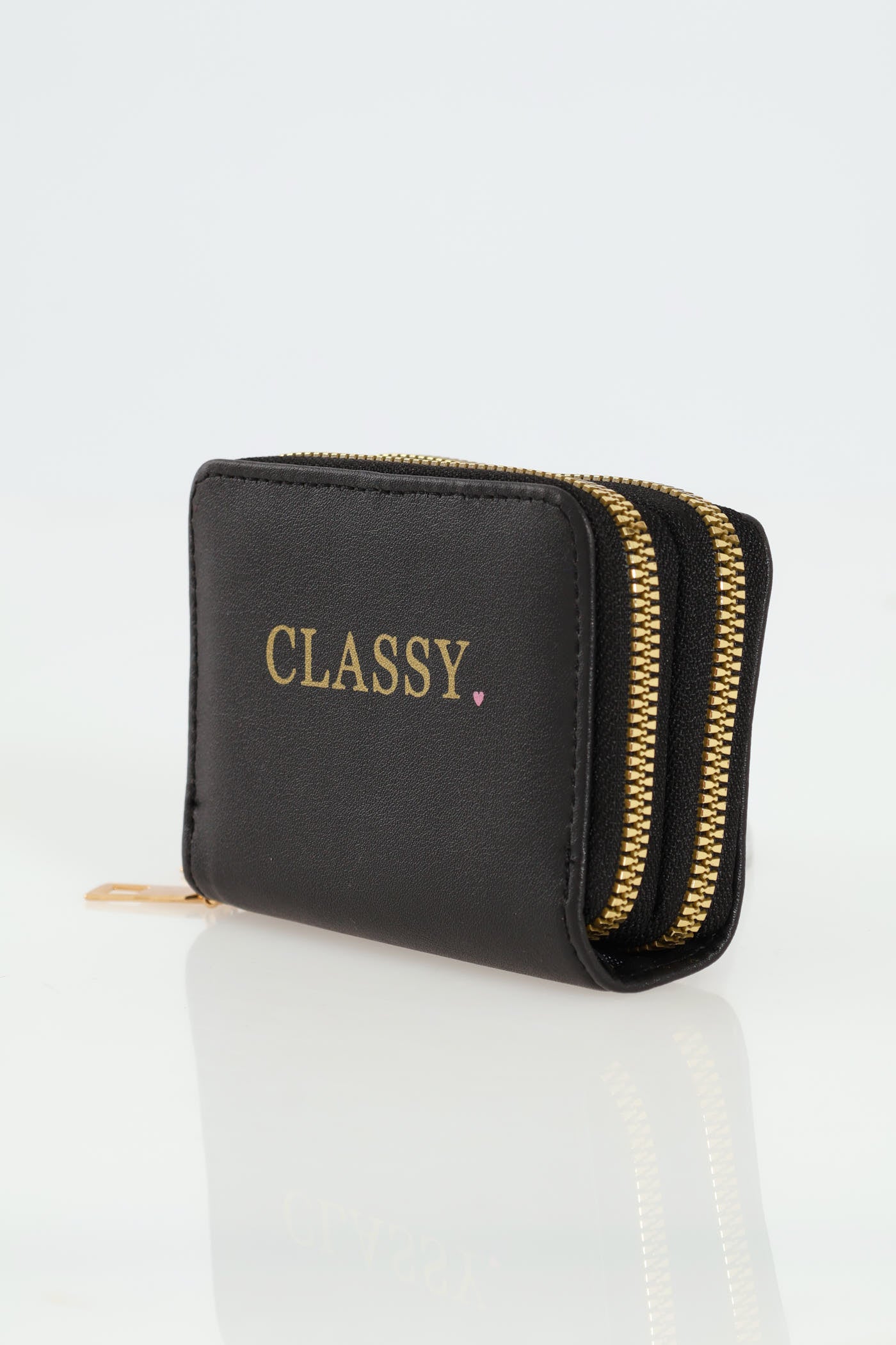 Slogan Double Zip Wallet - Black - Image 3