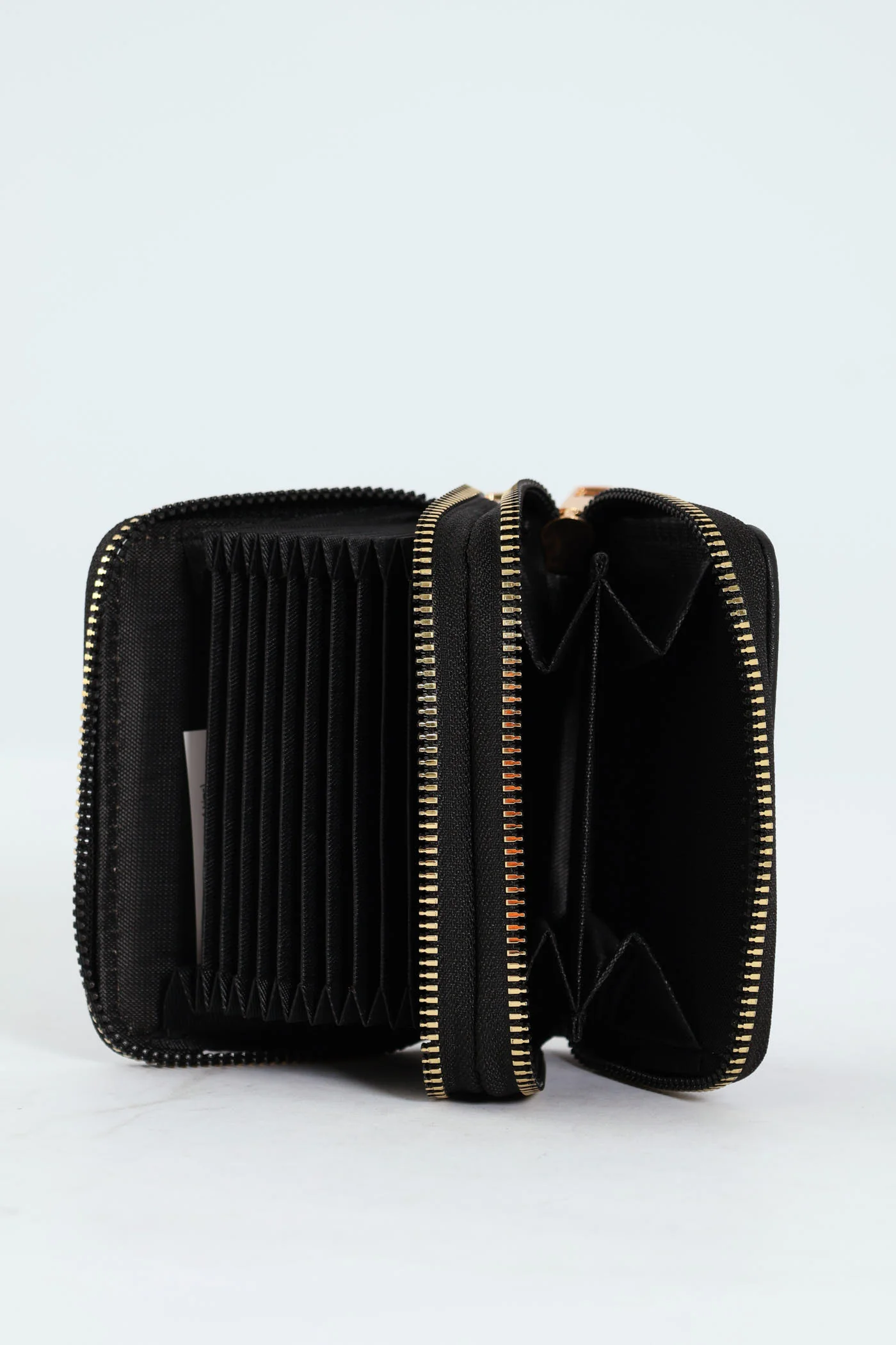 Slogan Double Zip Wallet - Black - Image 4