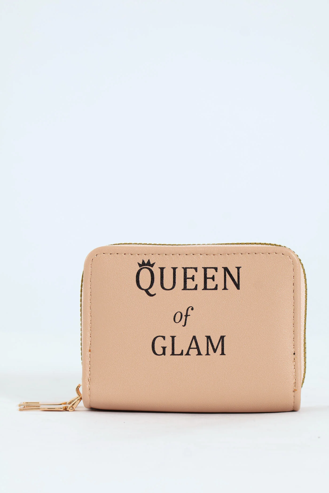 Slogan Double Zip Wallet - Nude
