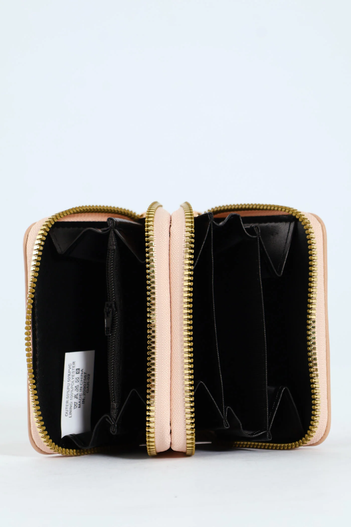 Slogan Double Zip Wallet - Nude - Image 2