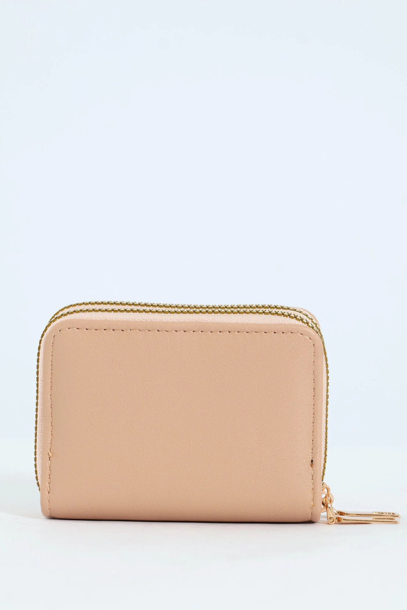 Slogan Double Zip Wallet - Nude - Image 4