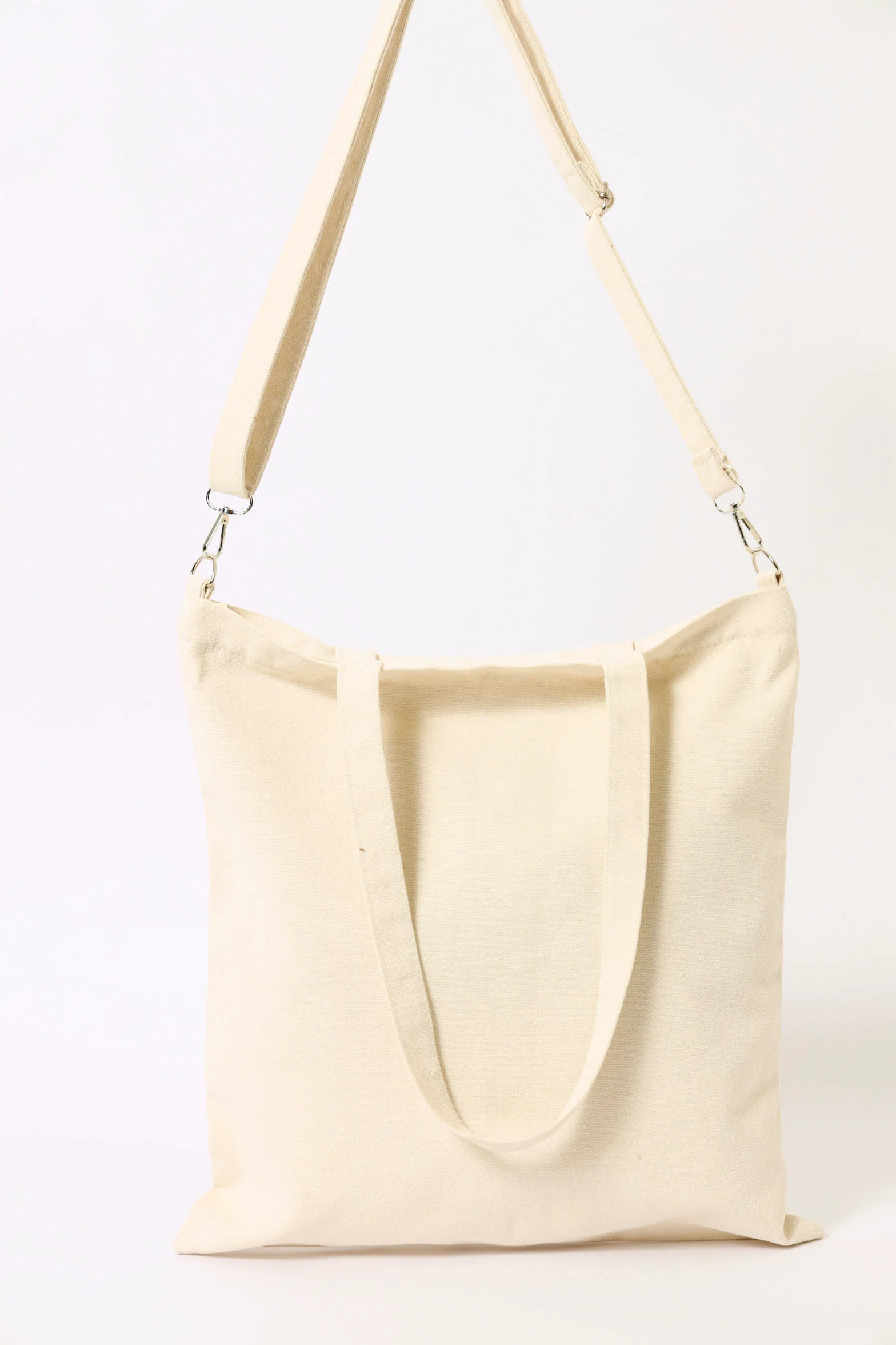 Slogan Print Canvas Shopper Bag - Natural - Image 4